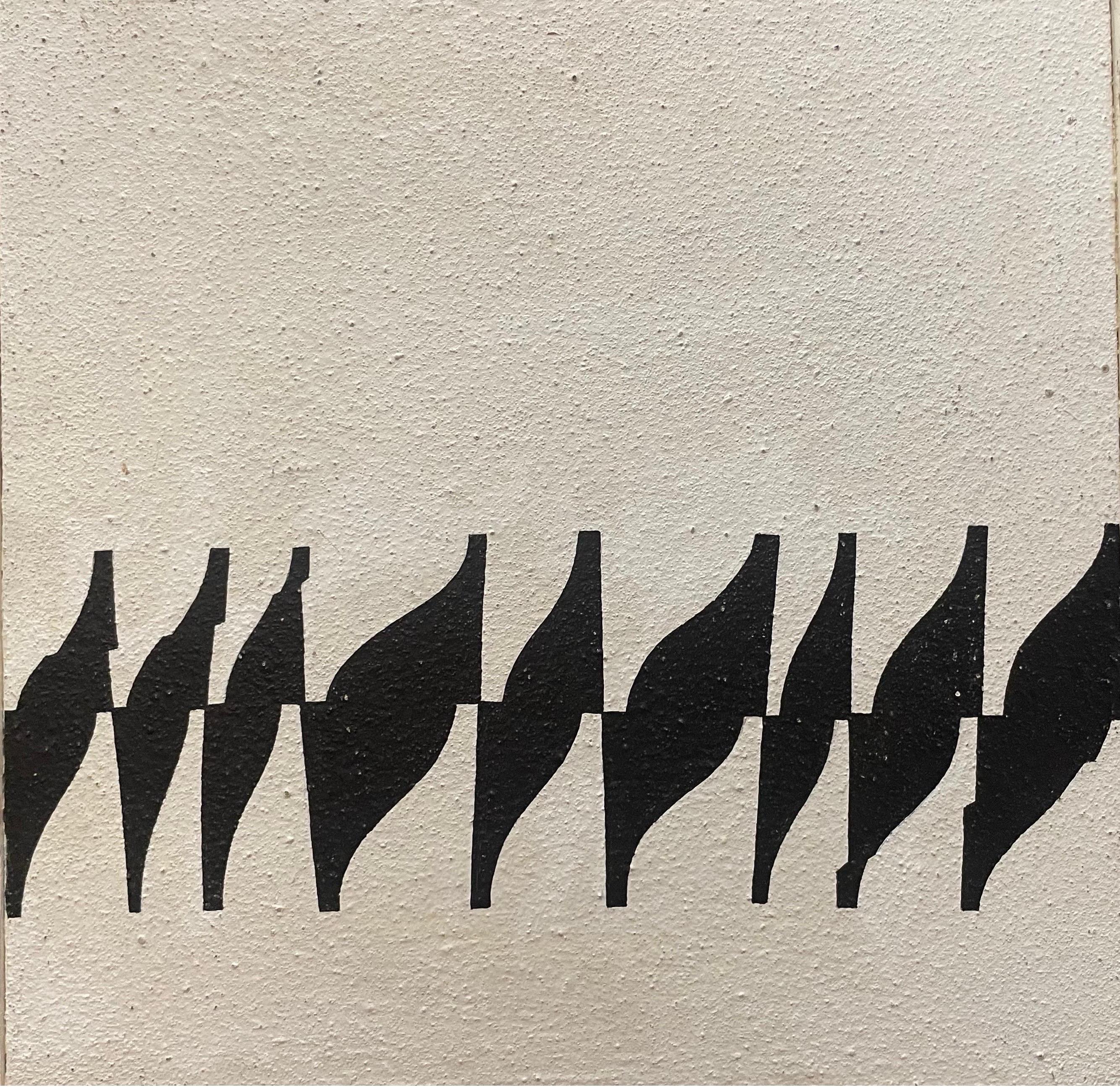 Enrico Sirello, 1974 – Optical Abstract Composition with Repeated Black Modules