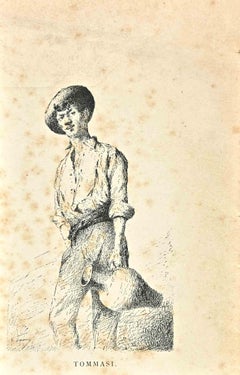 Le paysan - Lithographie d'Enrico Tommasi - Fin du XIXe siècle