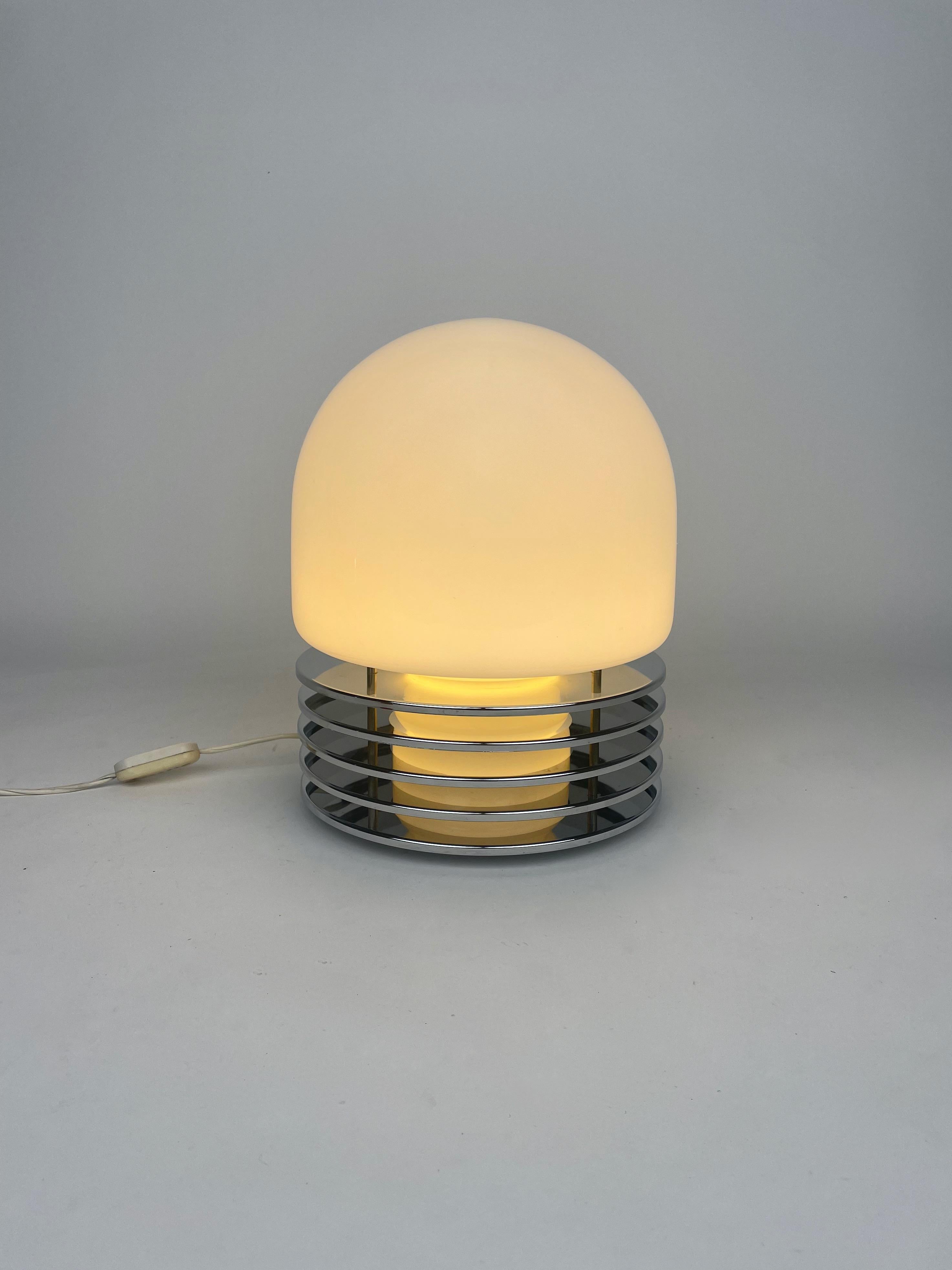 Enrico Tronconi Table Lamp Chrome and Opaline Glass, Italy, 1960s For Sale 2