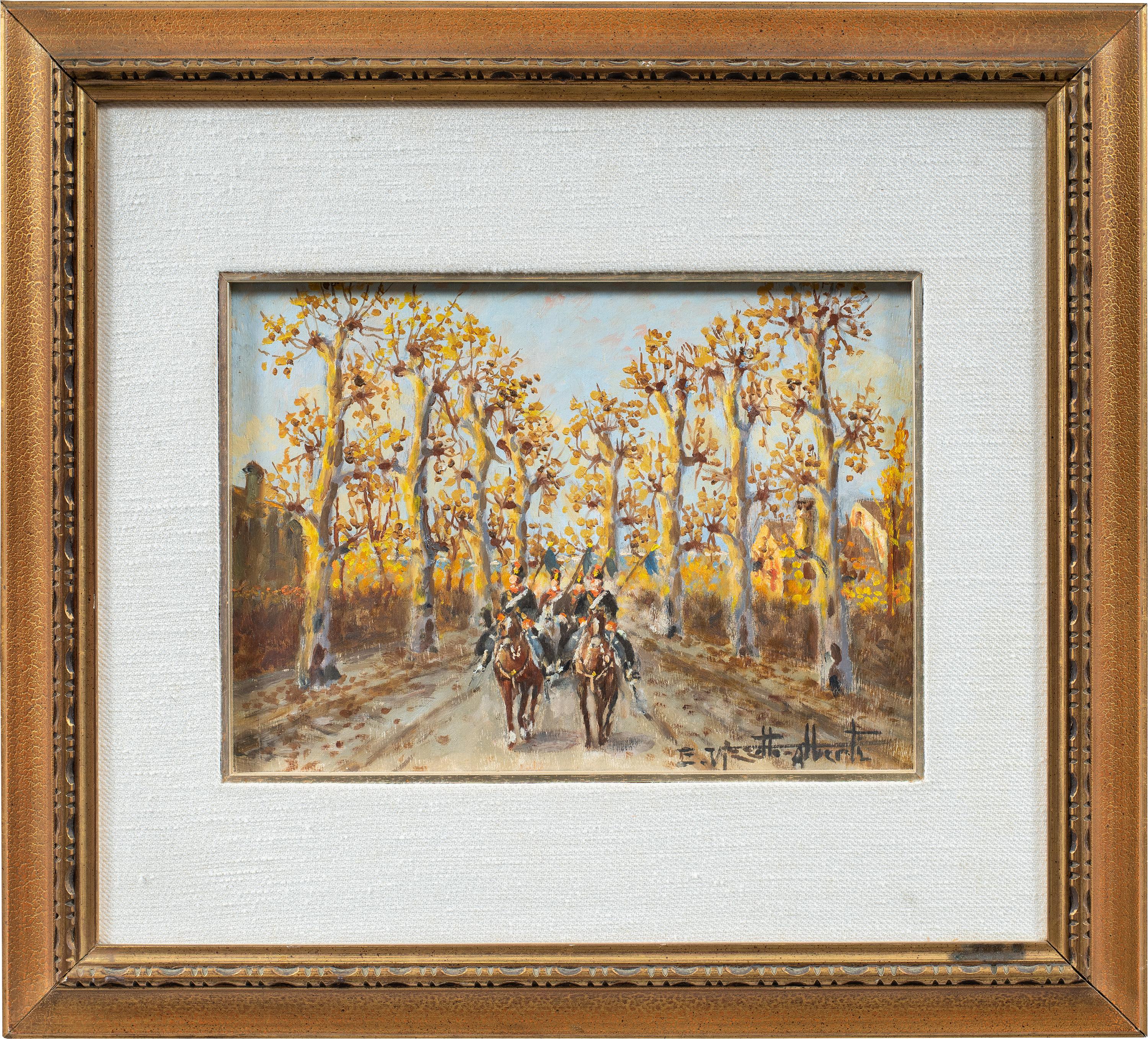 Landscape Painting de  Enrico Vizzotto Alberti  - Vizzotto Alberti (pintor realista veneciano) - pintura de figuras de principios del siglo XX