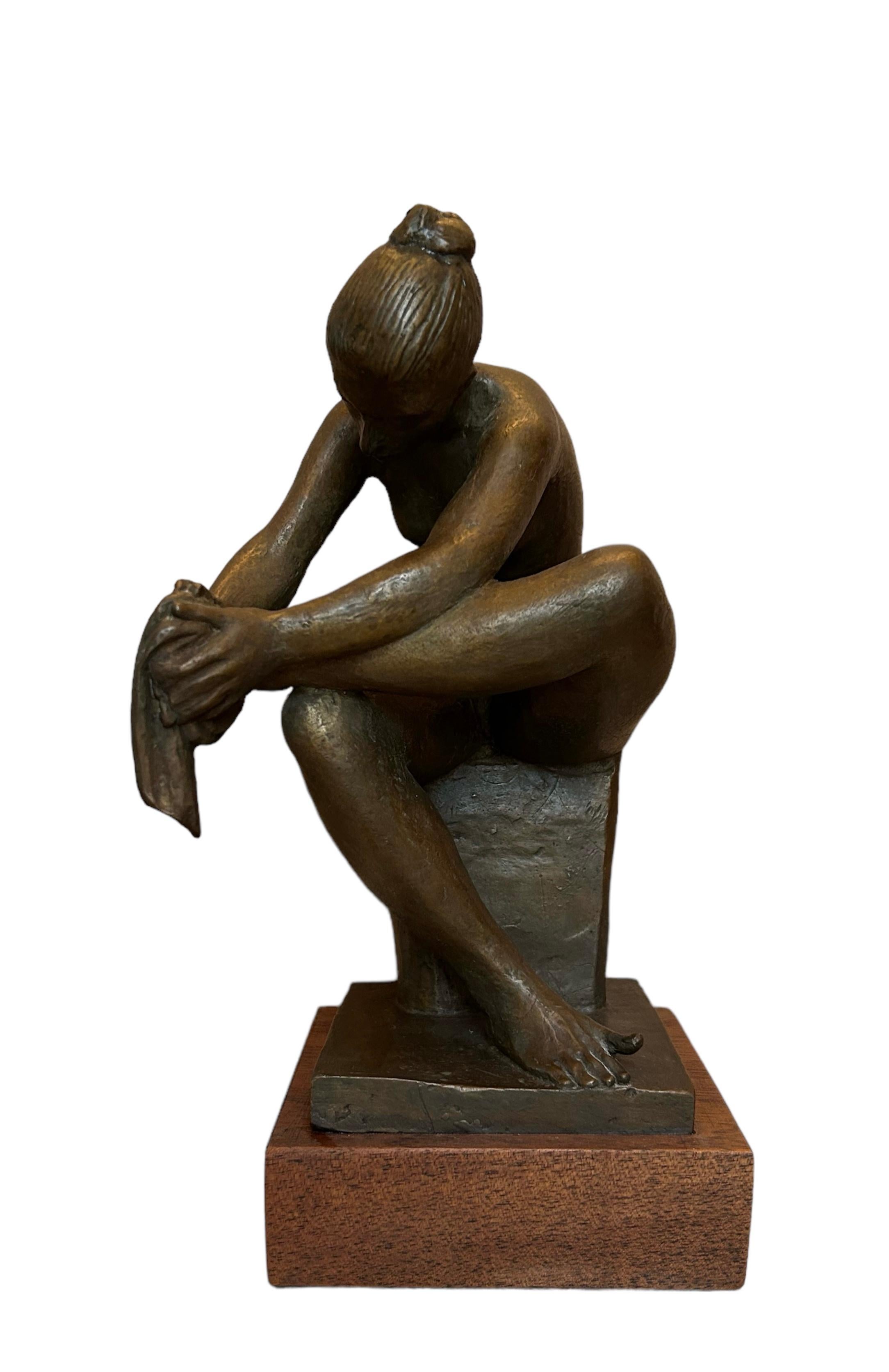 Enrique Alférez Nude Sculpture - Seated Bather Washing Foot