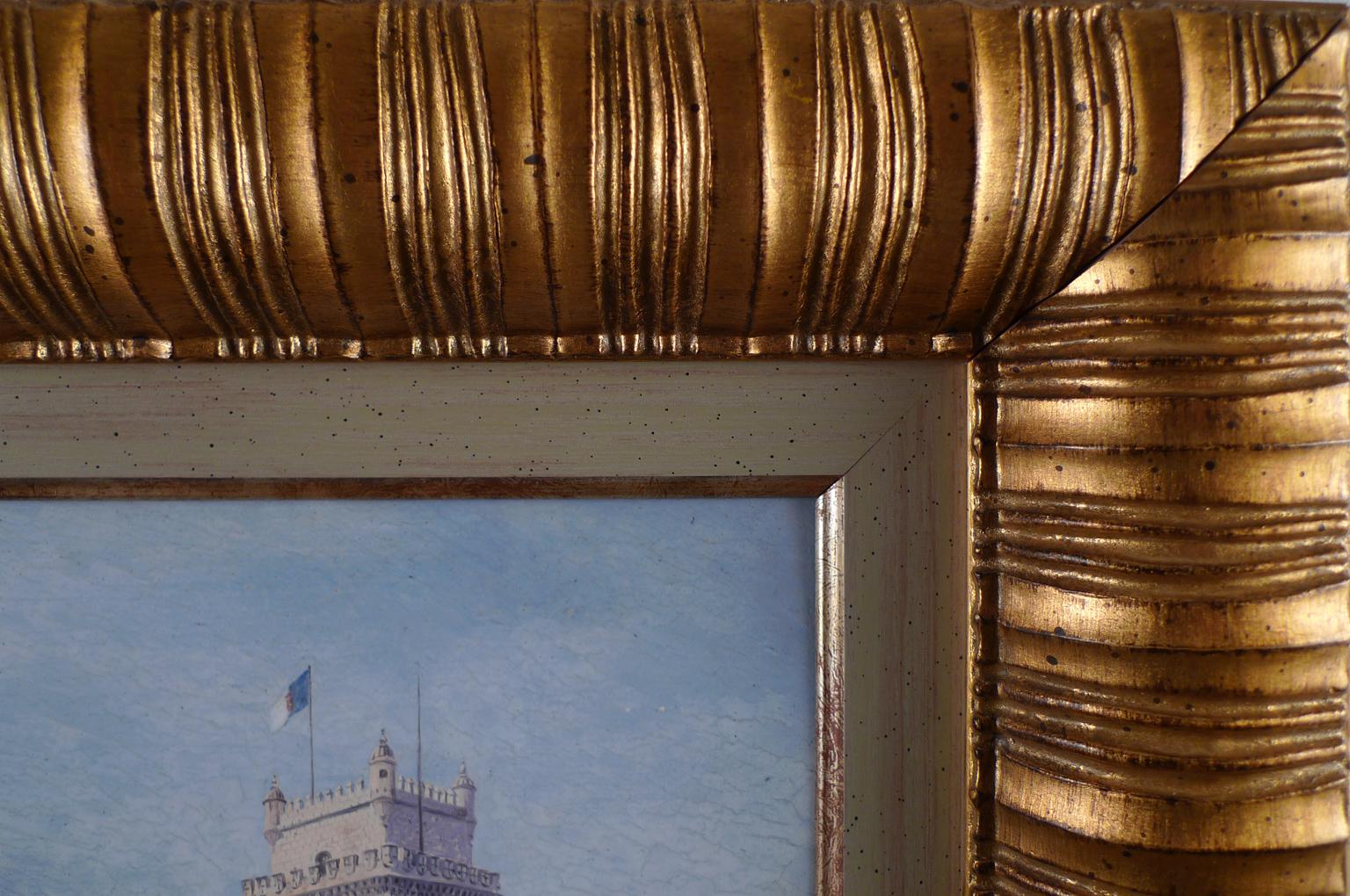 « Buildings Tower, Lisbonne », huile sur panneau de bois du XIXe siècle par Enrique Atalaya en vente 6