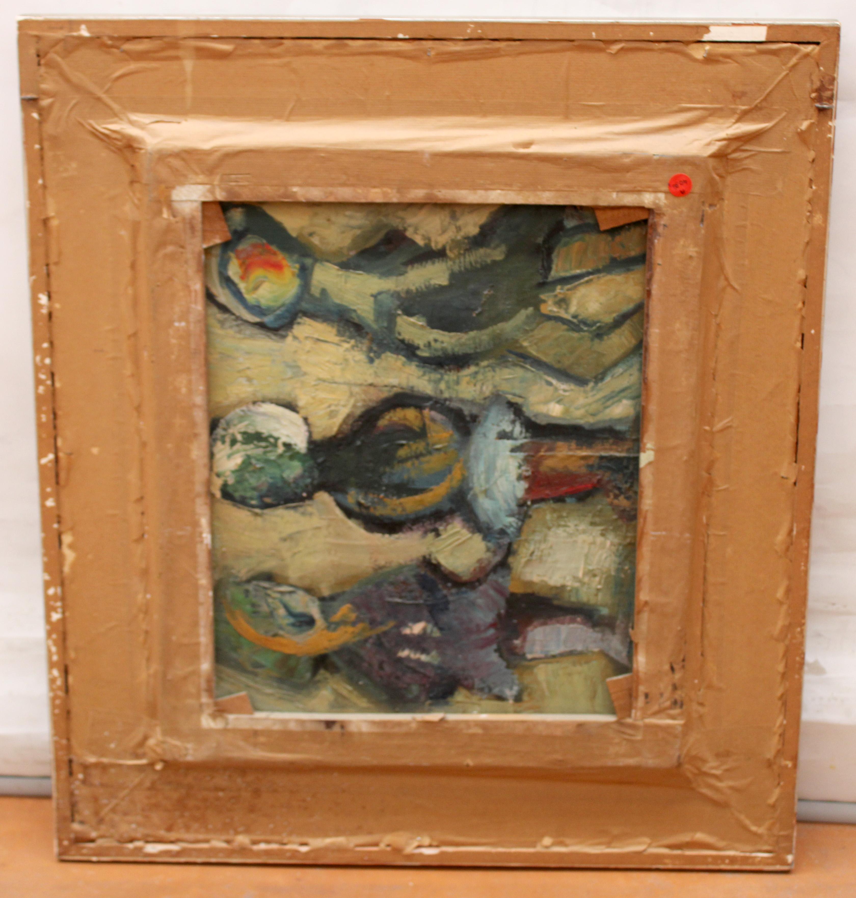 Óleo sobre tela - Innenausstattung mit Figur - Jahr 1960 im Angebot 6