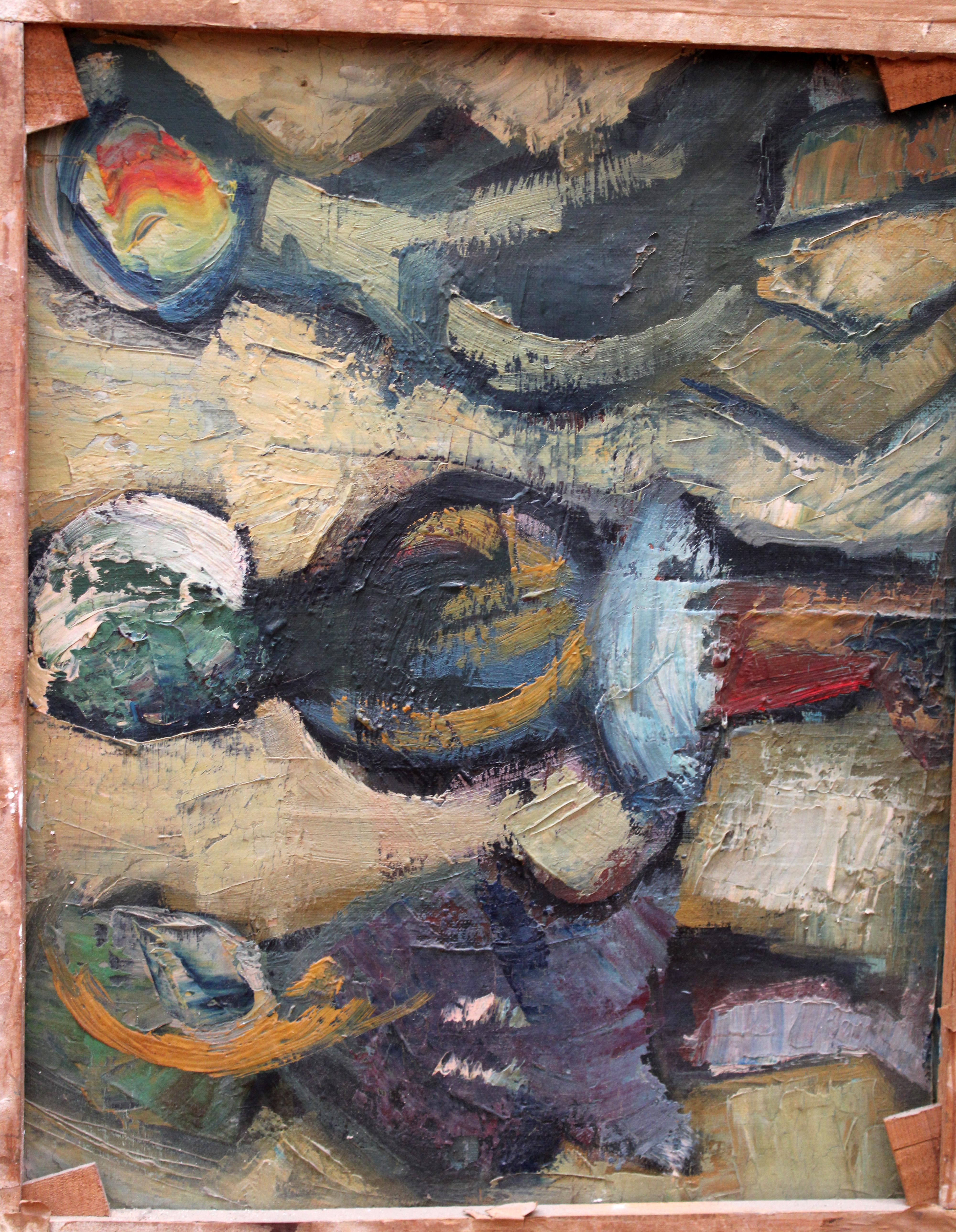 Óleo sobre tela - Innenausstattung mit Figur - Jahr 1960 im Angebot 7