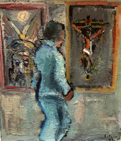 Óleo sobre tela - Interior con figura - Año 1960