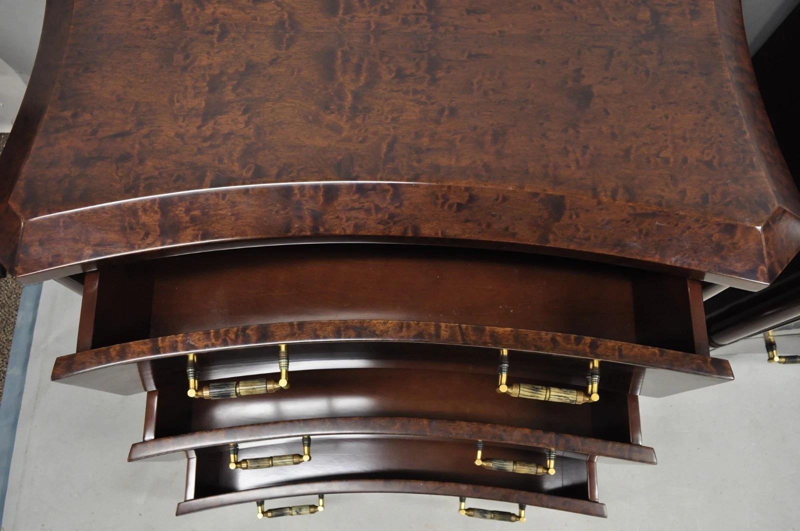 Enrique Garcel Art Deco Lacquered Burl Wood 3 Drawer Nightstand Commode - a Pair For Sale 5