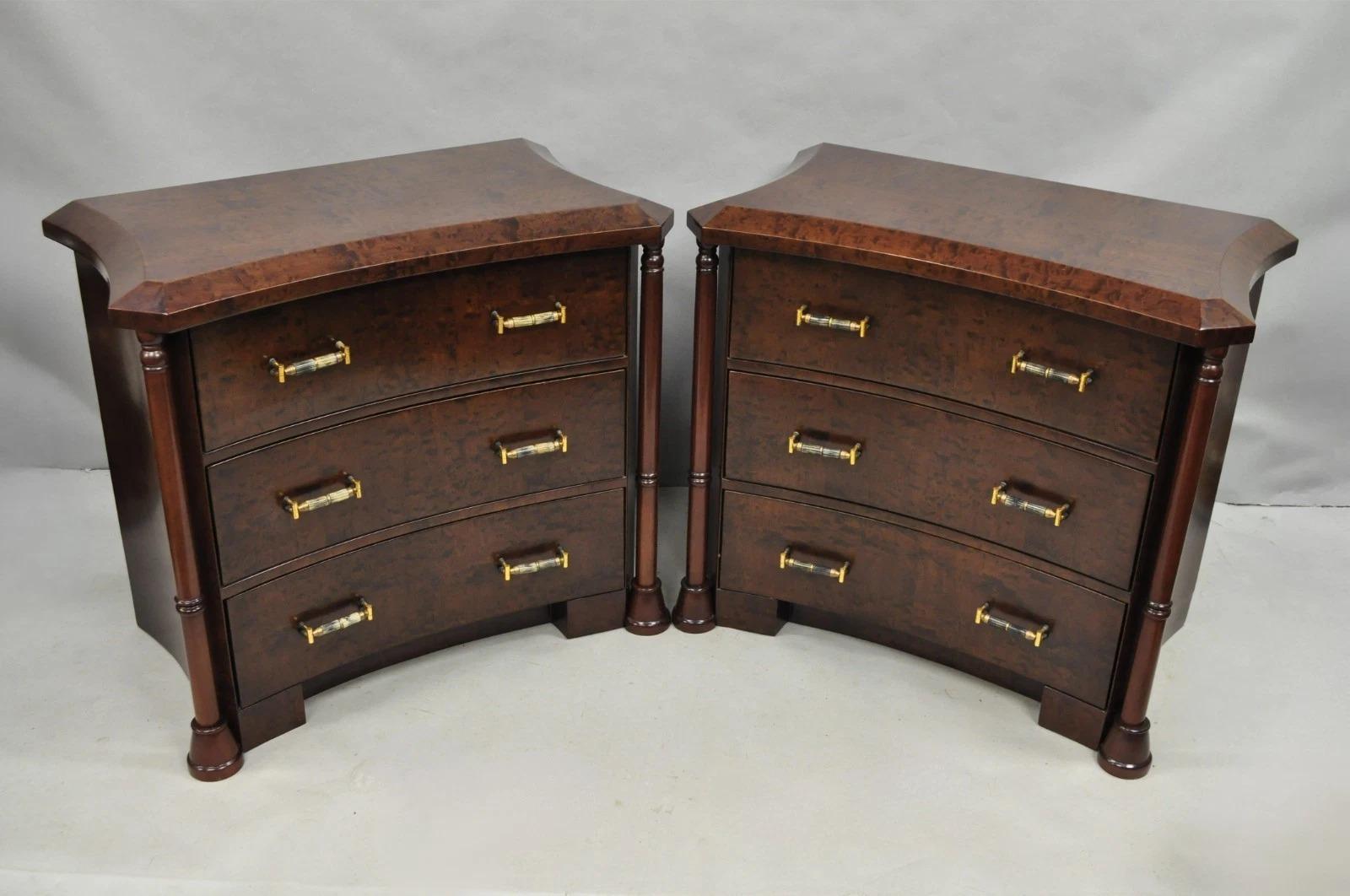 Enrique Garcel Art Deco Lacquered Burl Wood 3 Drawer Nightstand Commode - a Pair For Sale 6