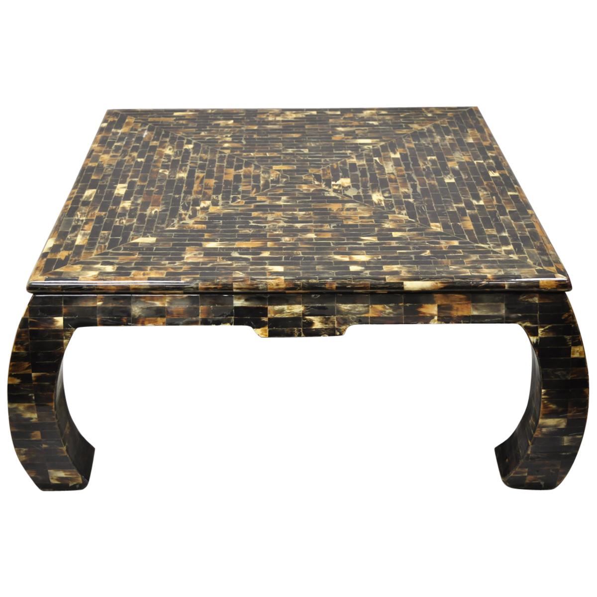 Enrique Garcel Faux Tortoise Shell Tessellated Horn Ming Style Coffee Table