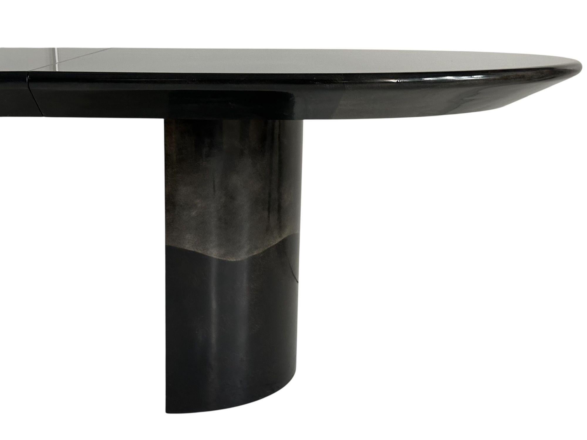 Fin du 20e siècle Enrique Garcel pour Jimeco Table de salle à manger en cuir de chèvre noir, 1970 en vente