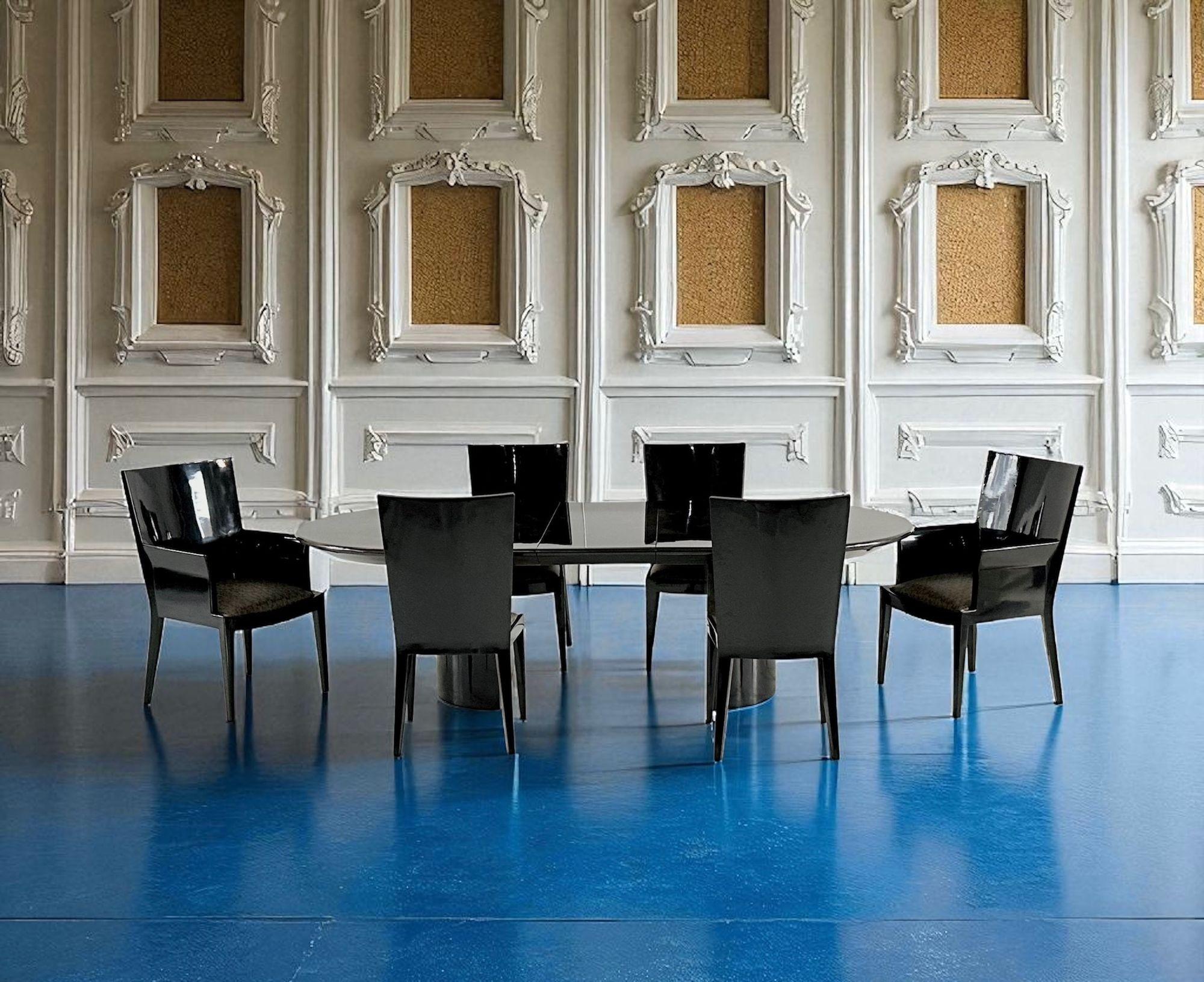 Enrique Garcel pour Jimeco Table de salle à manger en cuir de chèvre noir, 1970 en vente 2