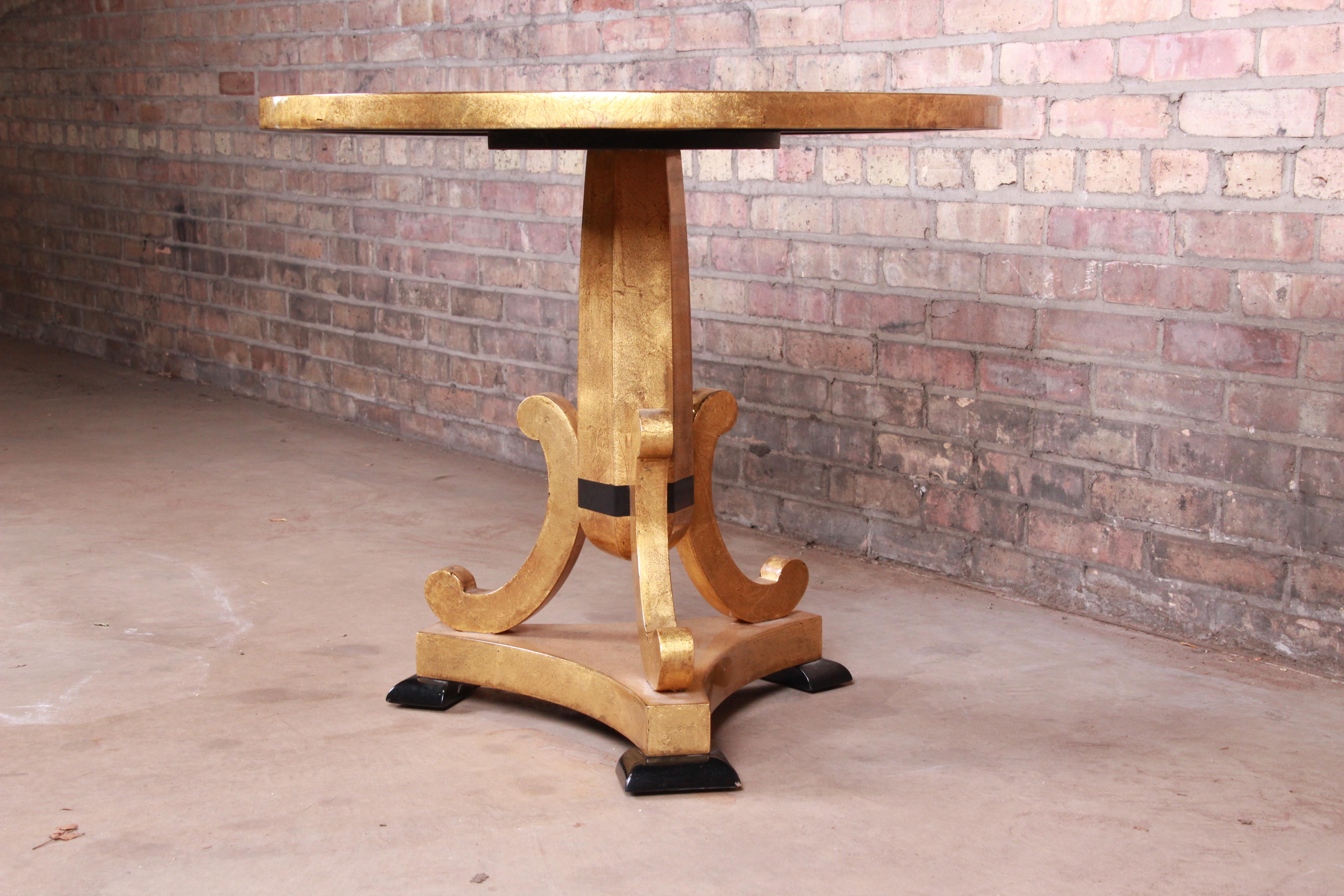 Enrique Garcel for Jimeco Gold Gilt and Ebonized Hollywood Regency Center Table In Good Condition For Sale In South Bend, IN
