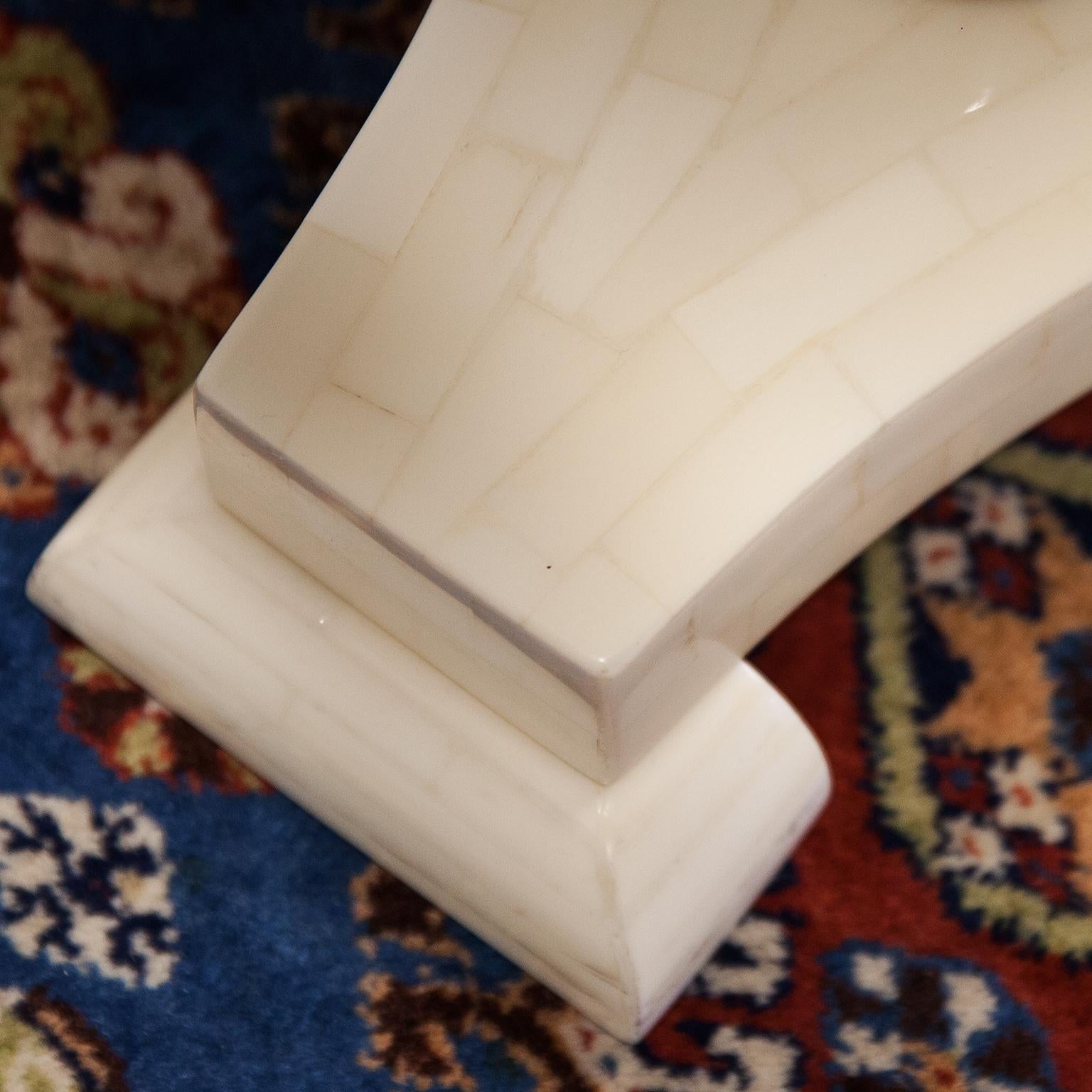 Late 20th Century Enrique Garcel for Pilati Neoclassical Mosaic Bone Side Table Set 2 For Sale