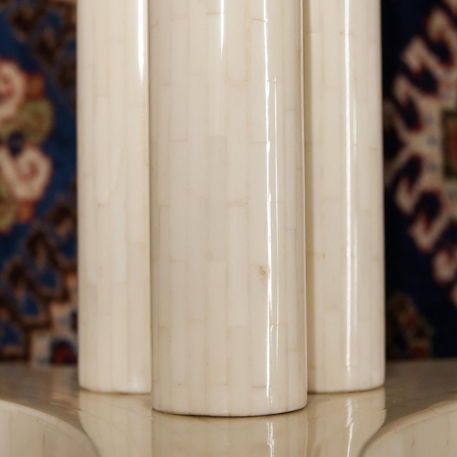 Enrique Garcel for Pilati Neoclassical Mosaic Bone Side Table Set 2 For Sale 1