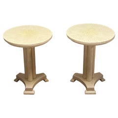 Retro Enrique Garcel for Pilati Neoclassical Mosaic Bone Side Table Set 2