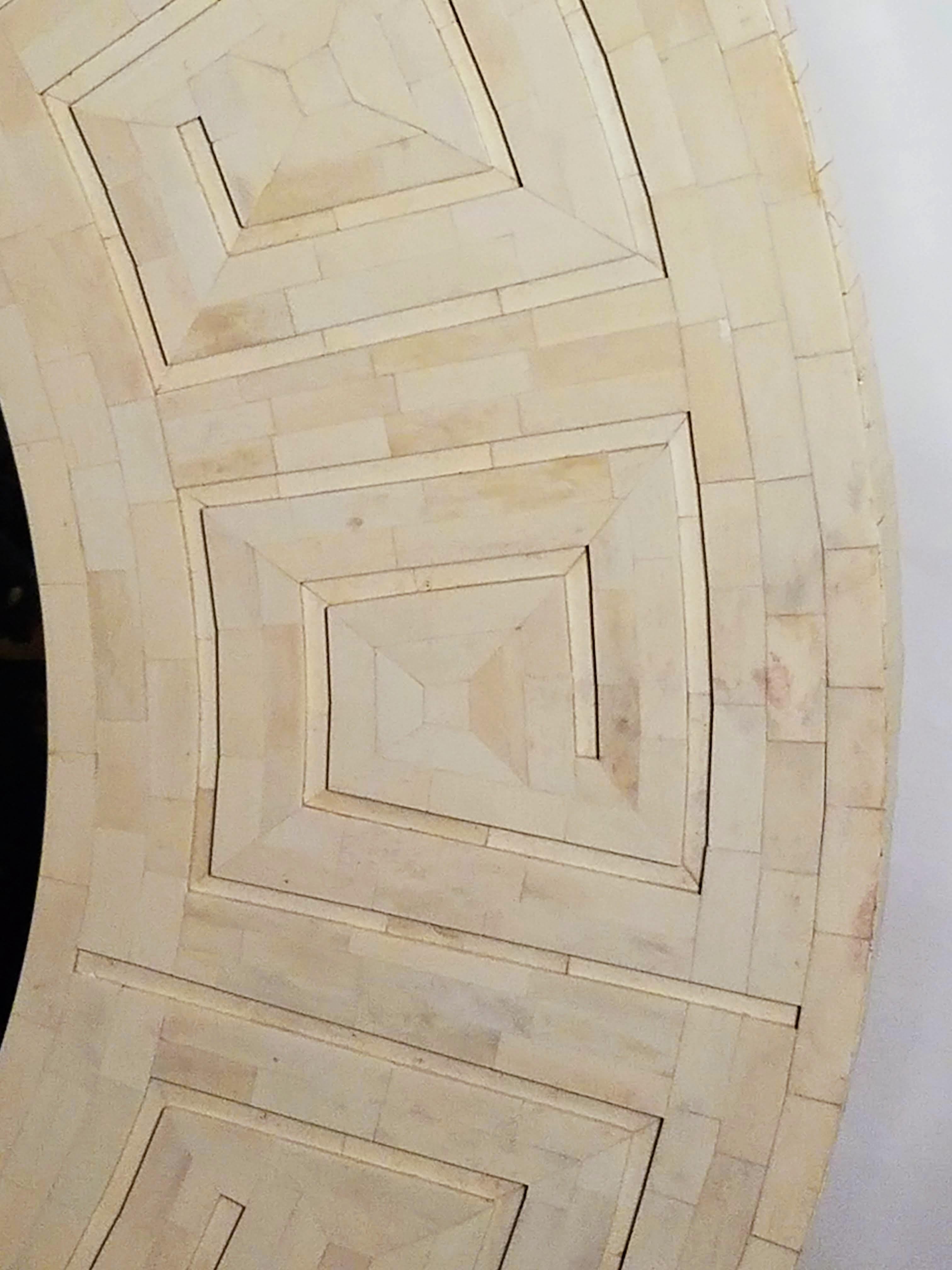 Enrique Garcel Greek Key Mirror Tessellated Bone 1970 Studio Crafted Columbia en vente 3
