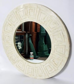 Enrique Garcel Greek Key Mirror Tessellated Bone 1970 Studio Crafted Columbia