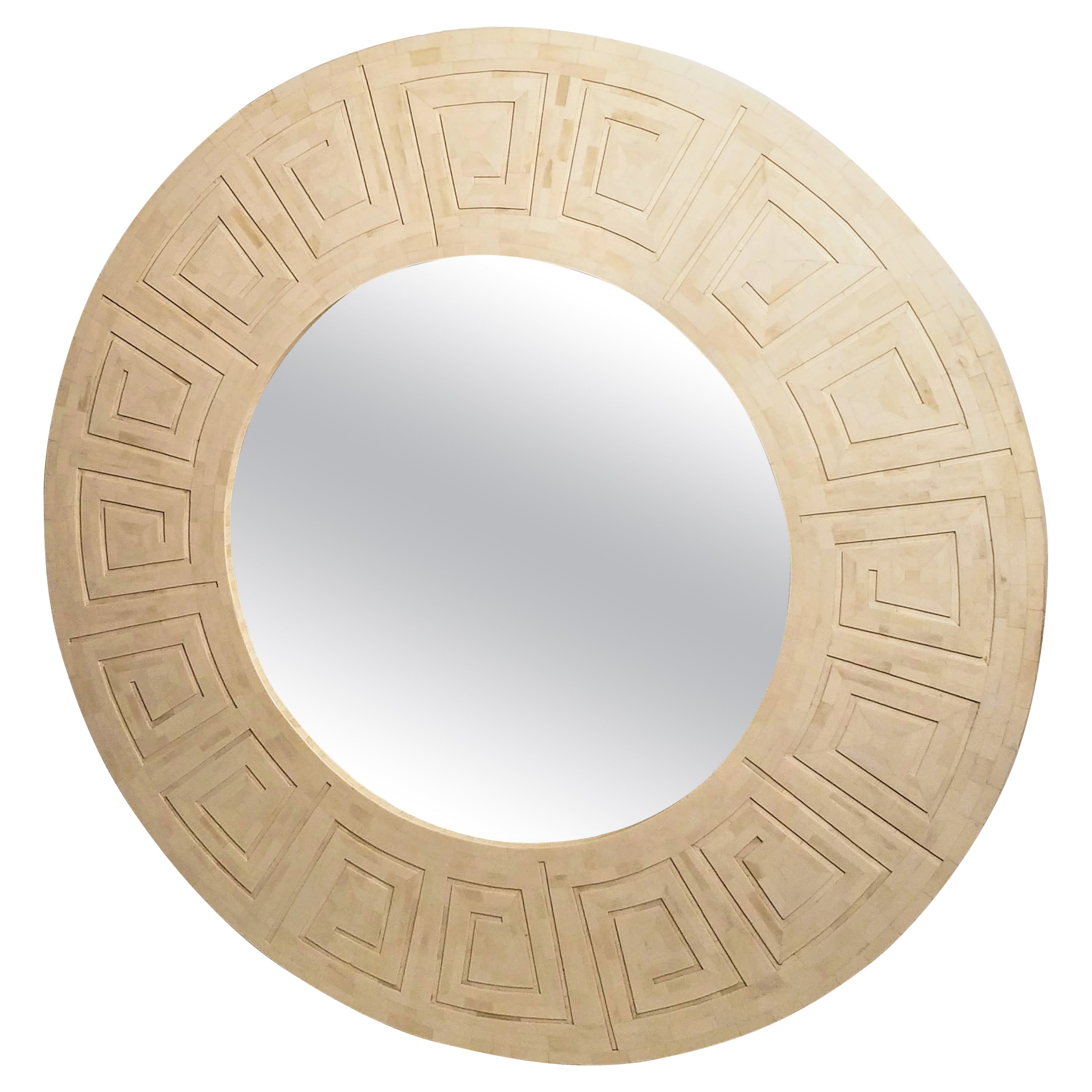 Enrique Garcel Greek Key Mirror Tessellated Bone 1970s Studio Crafted Columbia