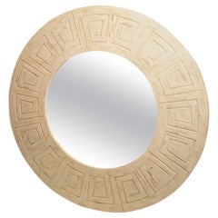Enrique Garcel Greek Key Mirror Tessellated Bone 1970s Studio Crafted Columbia