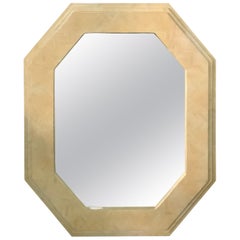 Enrique Garcel Herringbone Tessellated camel Bone Octagonal Mirror