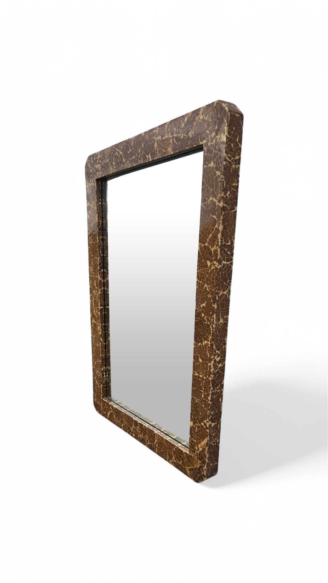 Mid-Century Modern Enrique Garcel Lacquered Coconut Shell Wall Mirror For Sale
