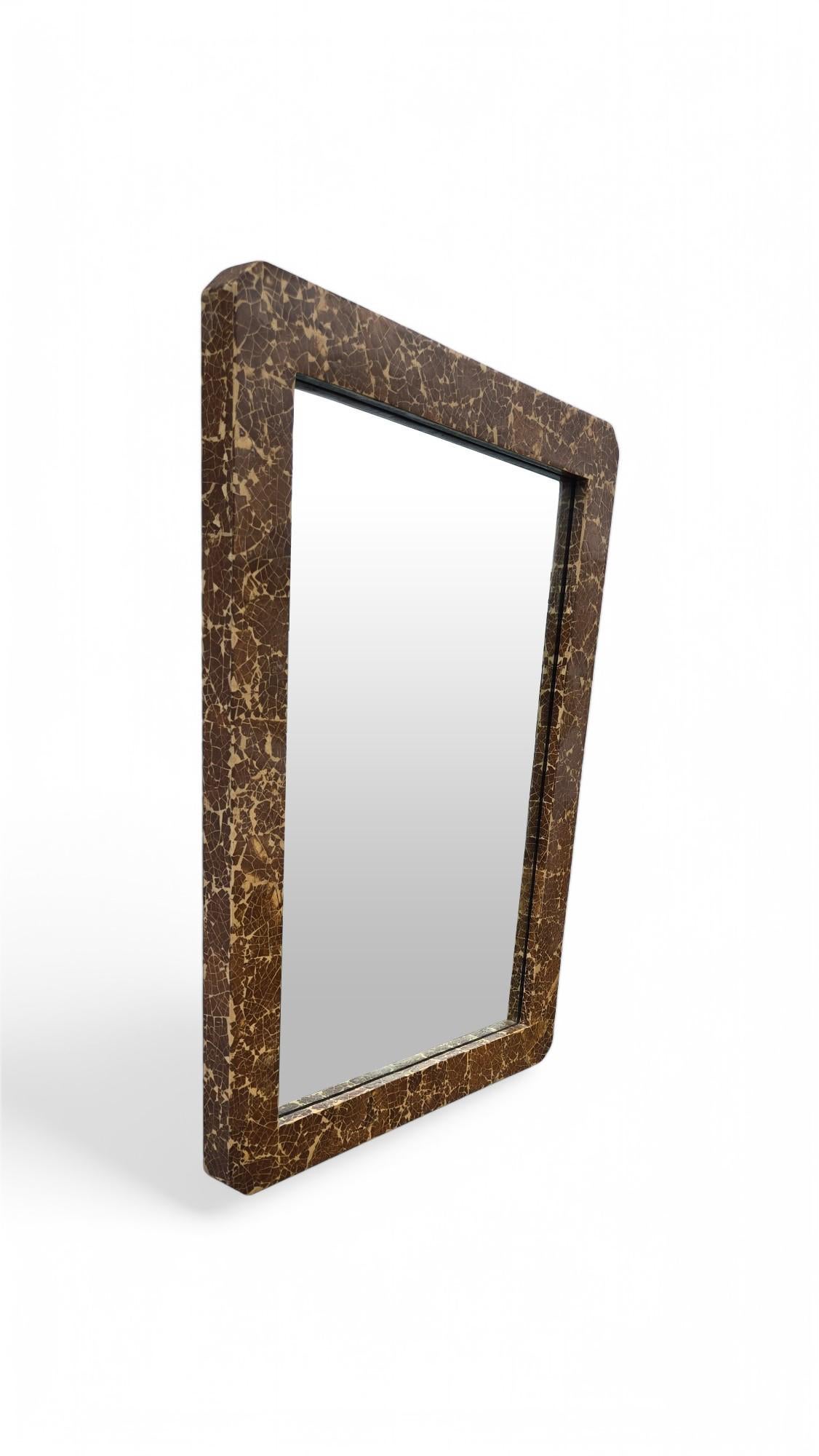 Colombian Enrique Garcel Lacquered Coconut Shell Wall Mirror For Sale