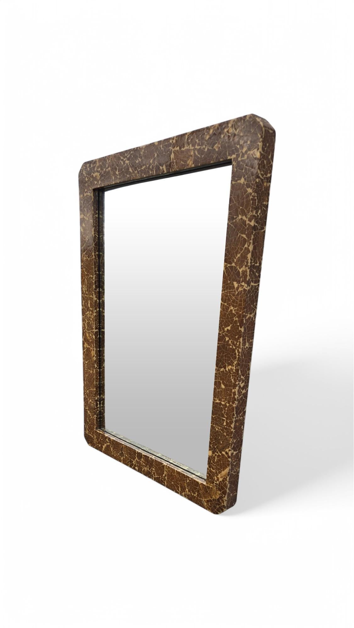 20th Century Enrique Garcel Lacquered Coconut Shell Wall Mirror For Sale