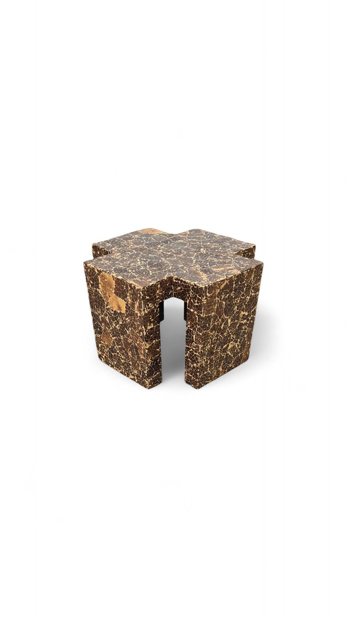 Enrique Garcel Lacquered Cross Coconut Shell Side Table For Sale 6
