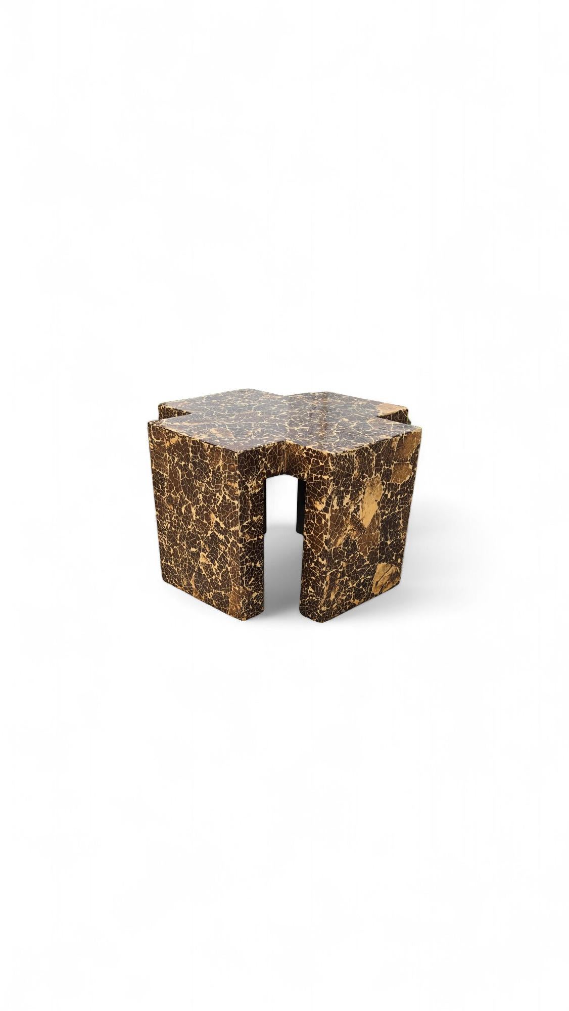 Enrique Garcel Lacquered Cross Coconut Shell Side Table For Sale 1