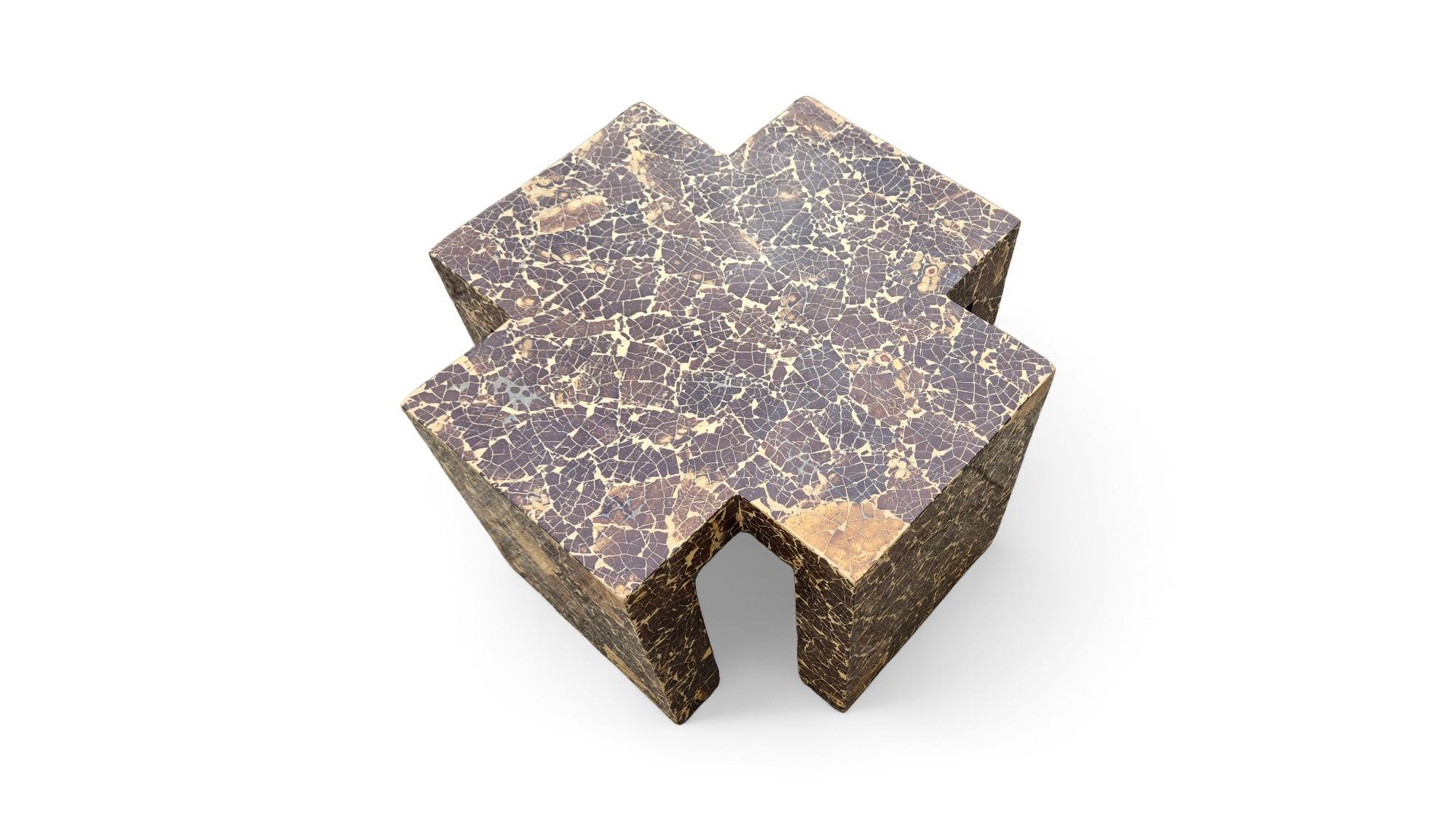Enrique Garcel Lacquered Cross Coconut Shell Side Table For Sale 2