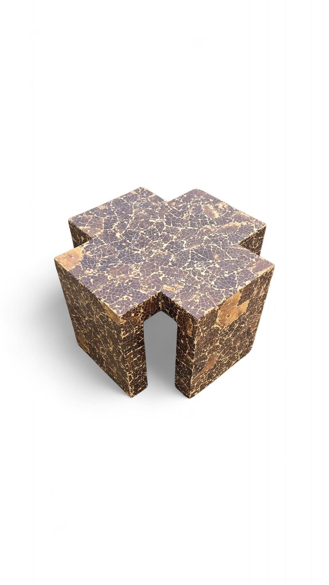 Enrique Garcel Lacquered Cross Coconut Shell Side Table For Sale 3