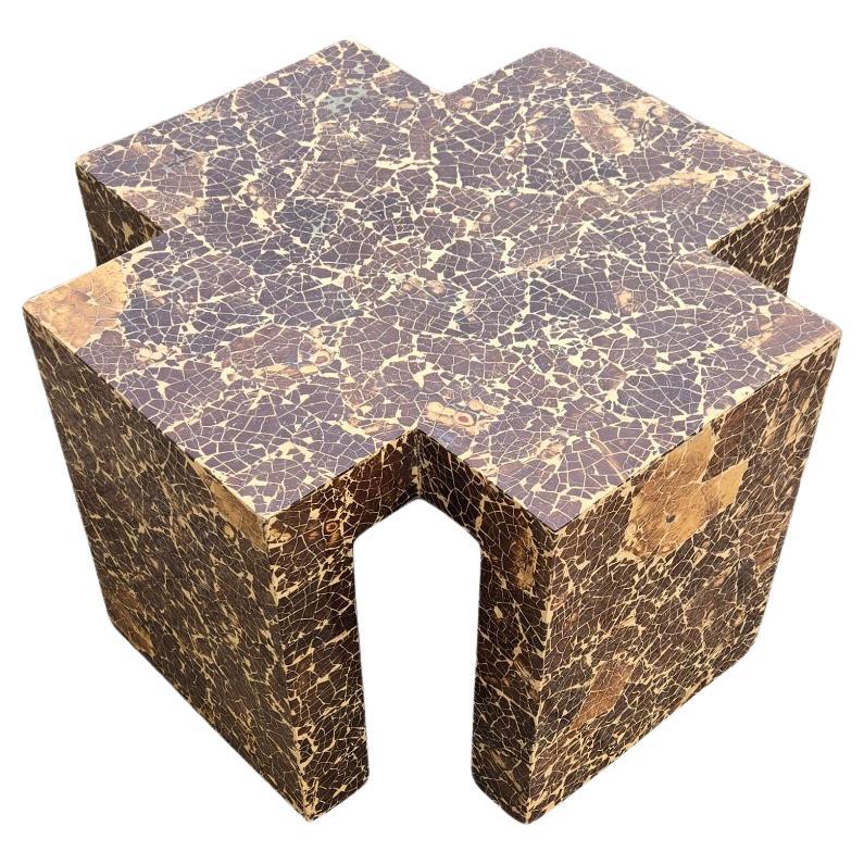 Enrique Garcel Lacquered Cross Coconut Shell Side Table For Sale