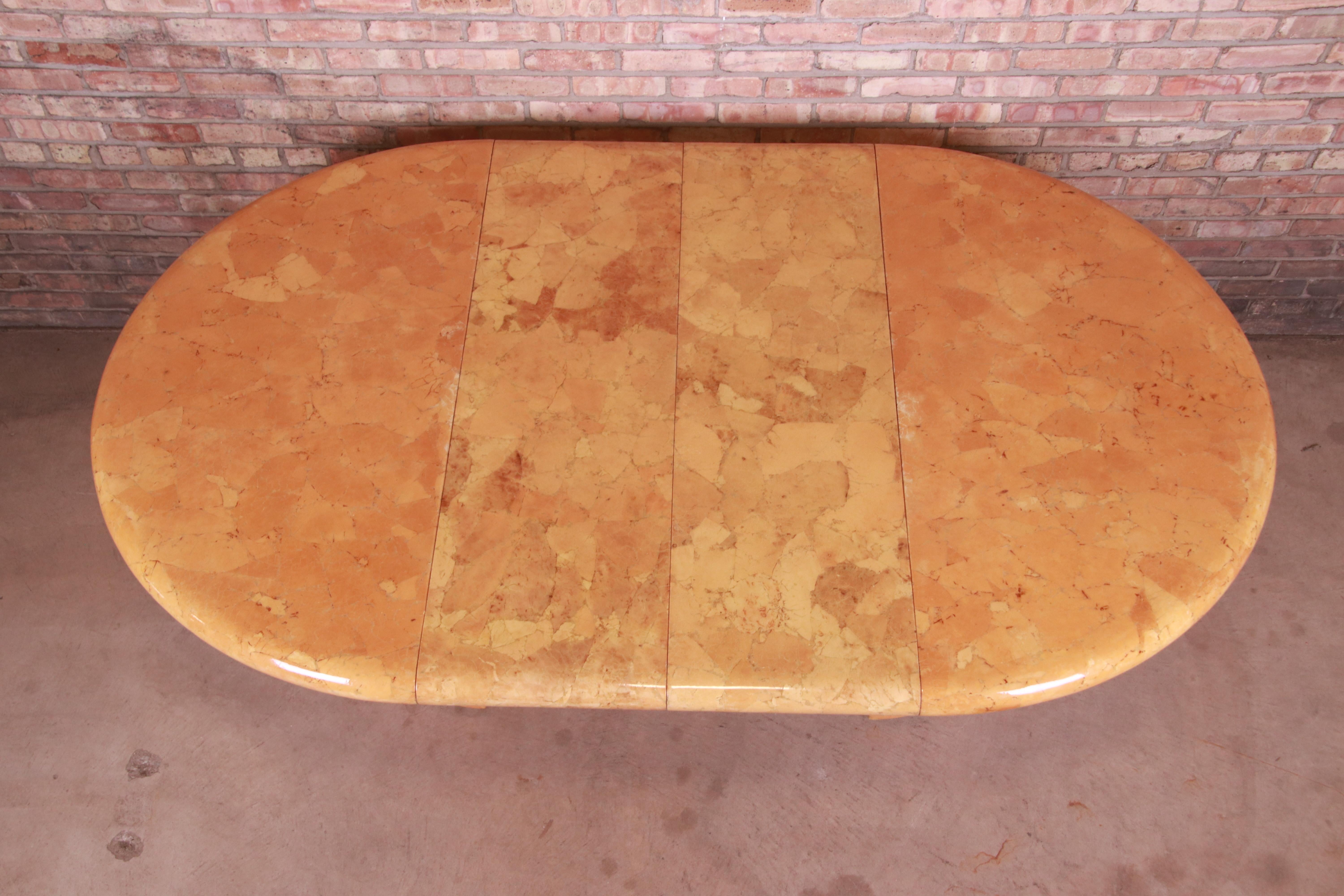 Late 20th Century Enrique Garcel Lacquered Faux Tessellated Marble Extension Dining Table, 1970s