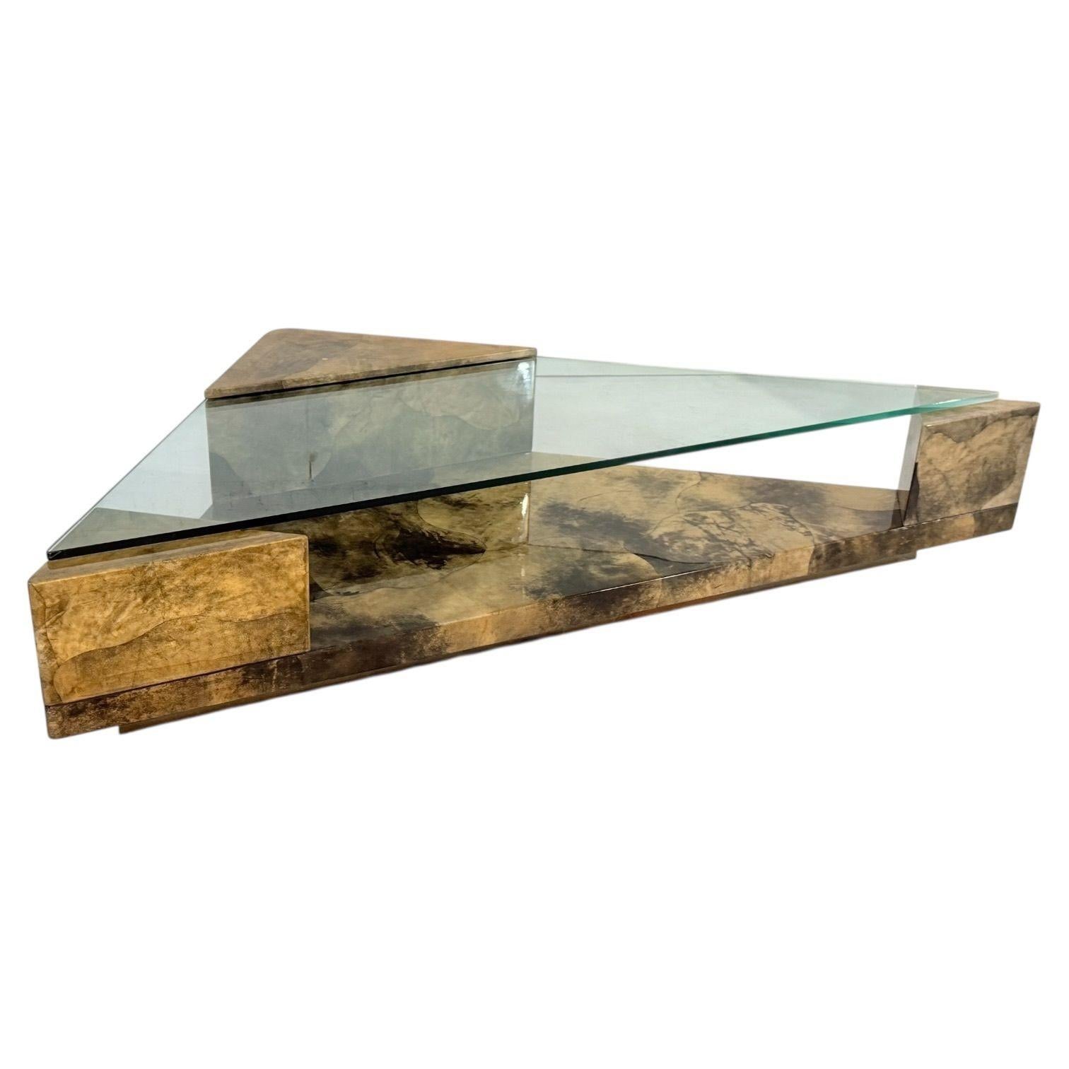 Post-Modern Enrique Garcel Lacquered Goatskin Triangular Coffee Table, 1991 For Sale