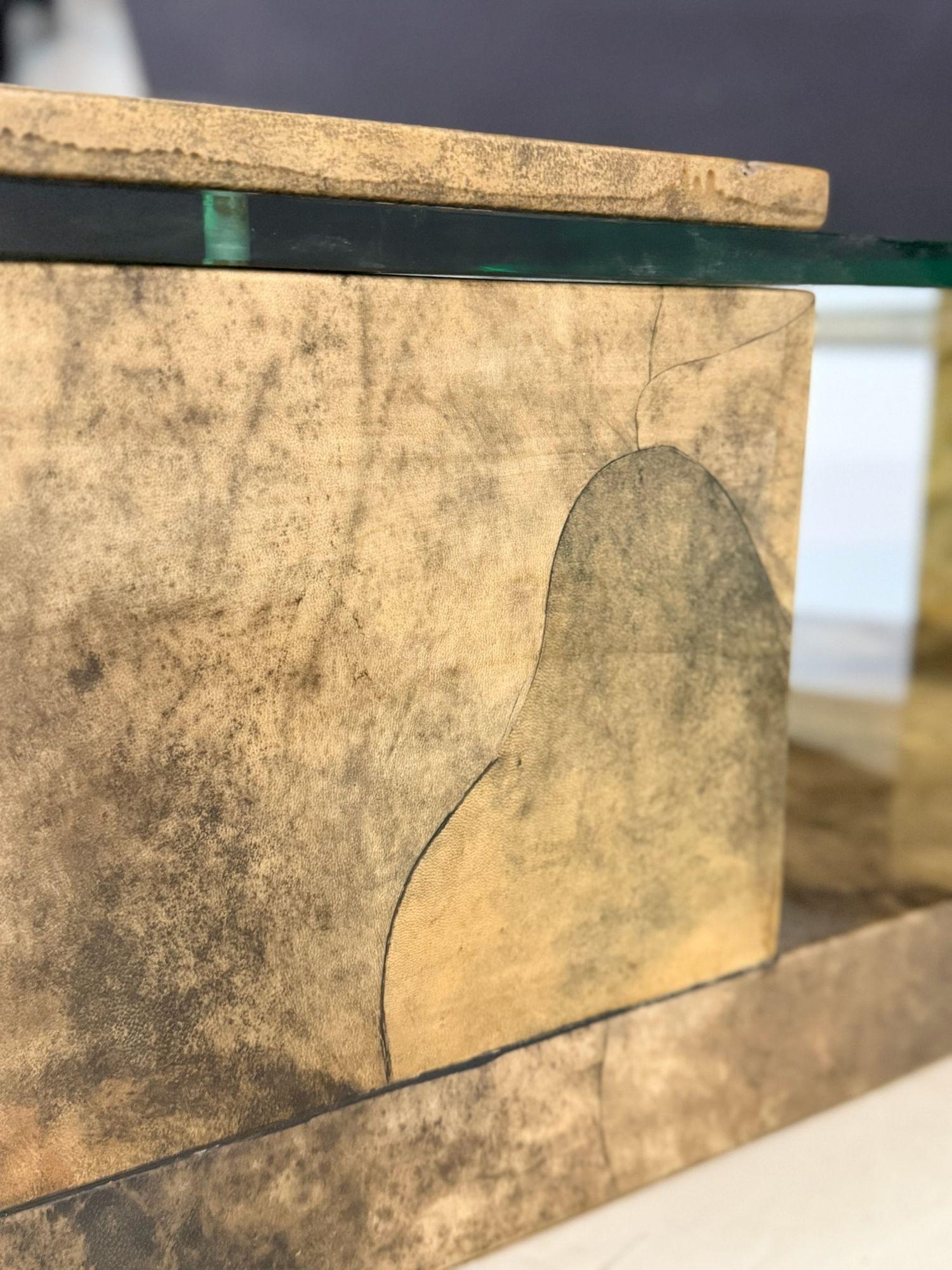 Enrique Garcel Lacquered Goatskin Triangular Coffee Table, 1991 For Sale 2