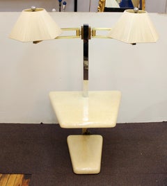 Enrique Garcel Modern Tessellated Bone Side Table With Lamps