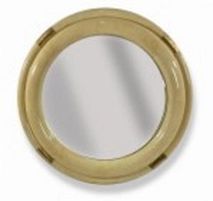Enrique Garcel Parchment and Gilded Circular Mirror