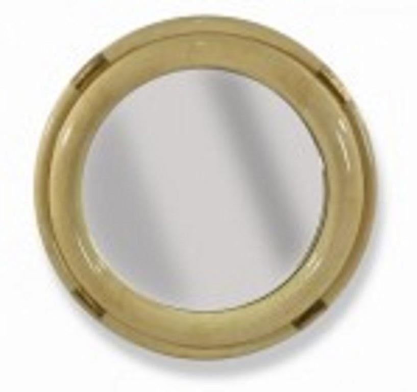 Fait main Enrique Garcel Miroir circulaire parcheminé et doré en vente