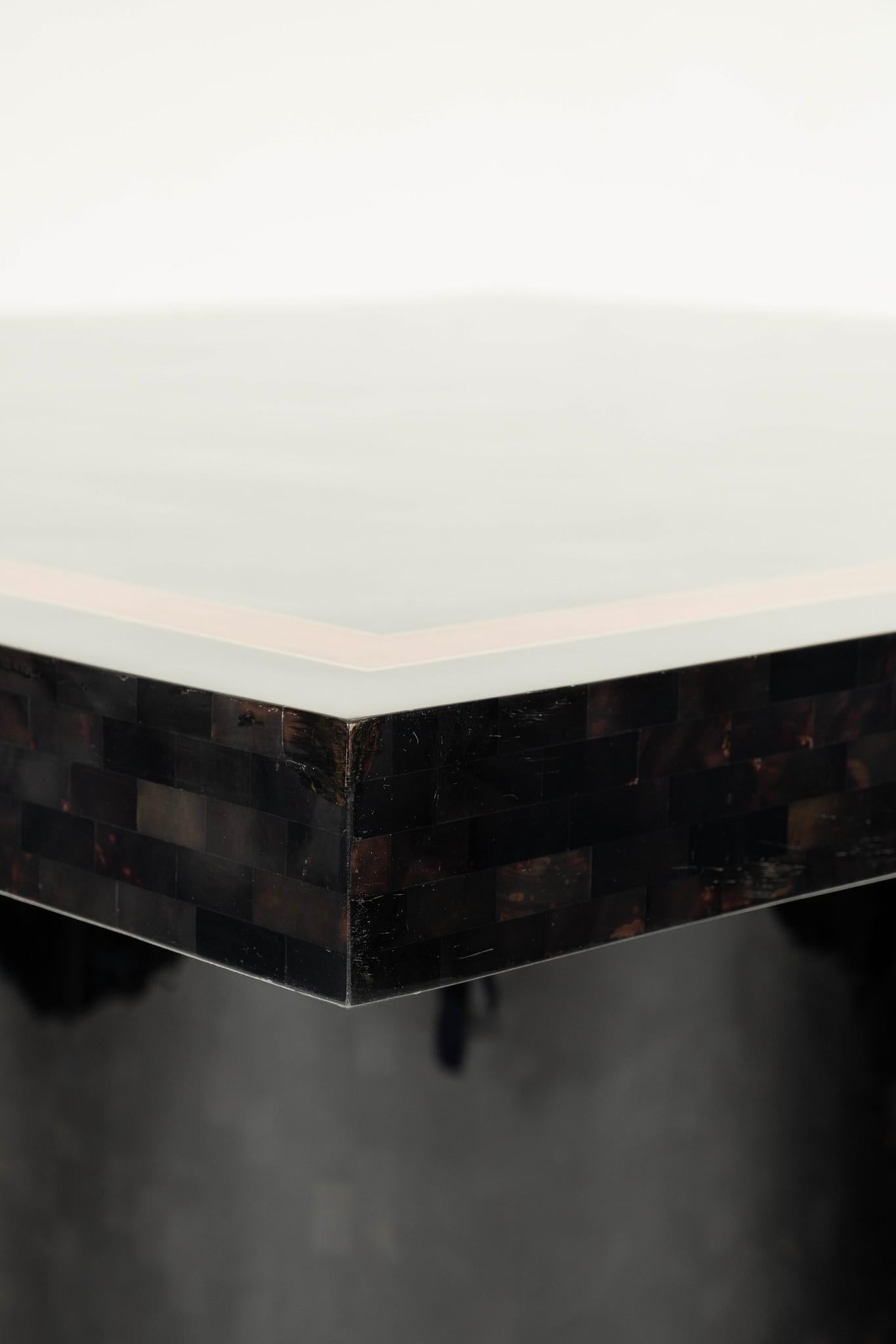 Modern Enrique Garcel Style Lacquered Tessellated Horn Stone Table For Sale