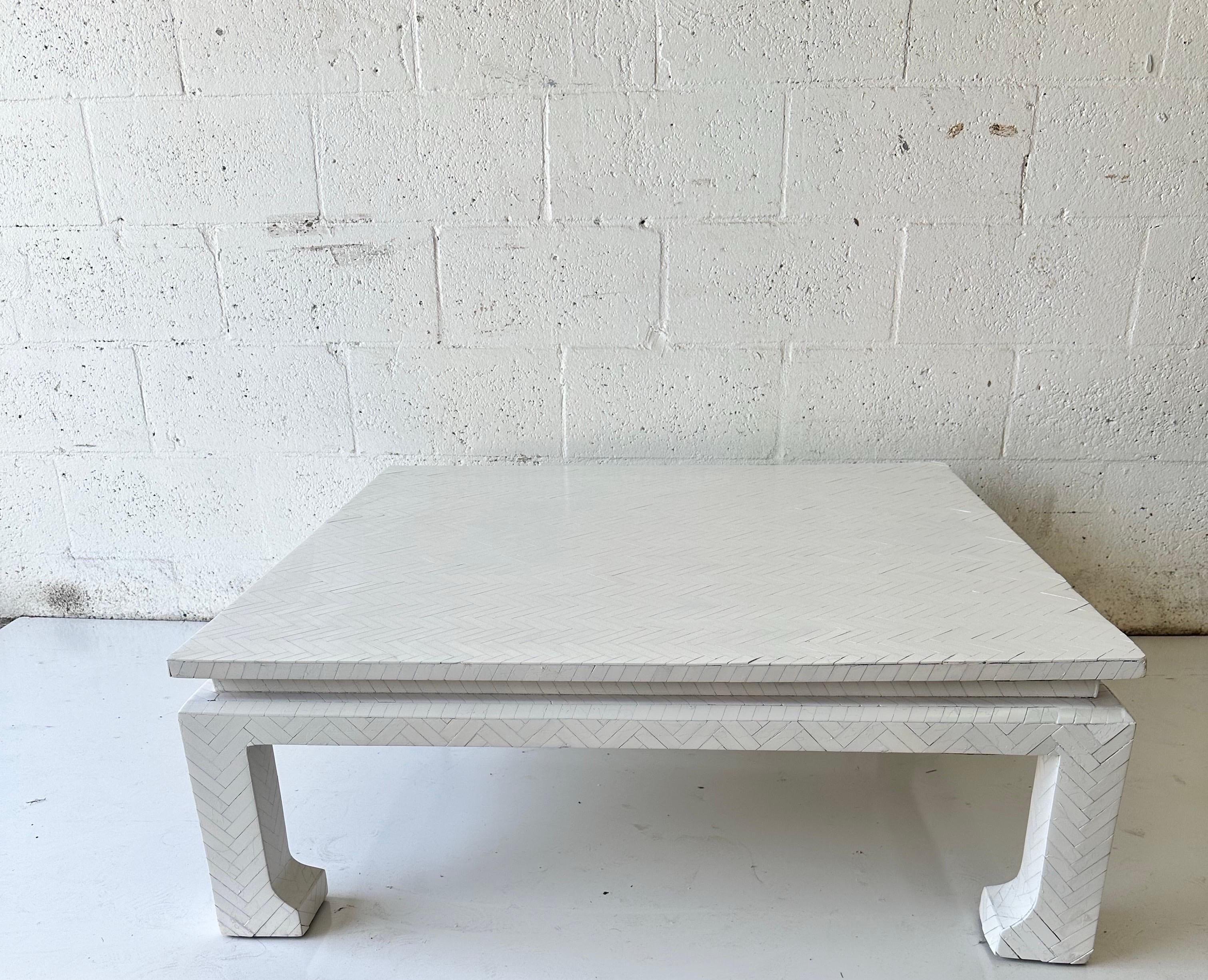 Bone Enrique Garcel Style tessellated Square Coffee Table For Sale