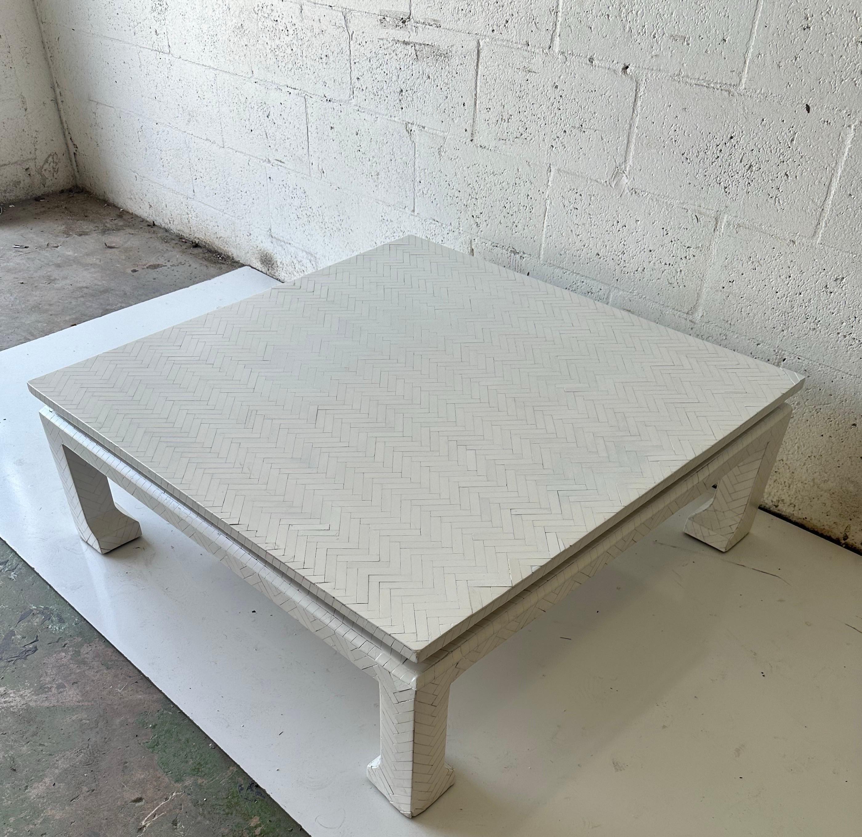 Enrique Garcel Style tessellated Square Coffee Table For Sale 1