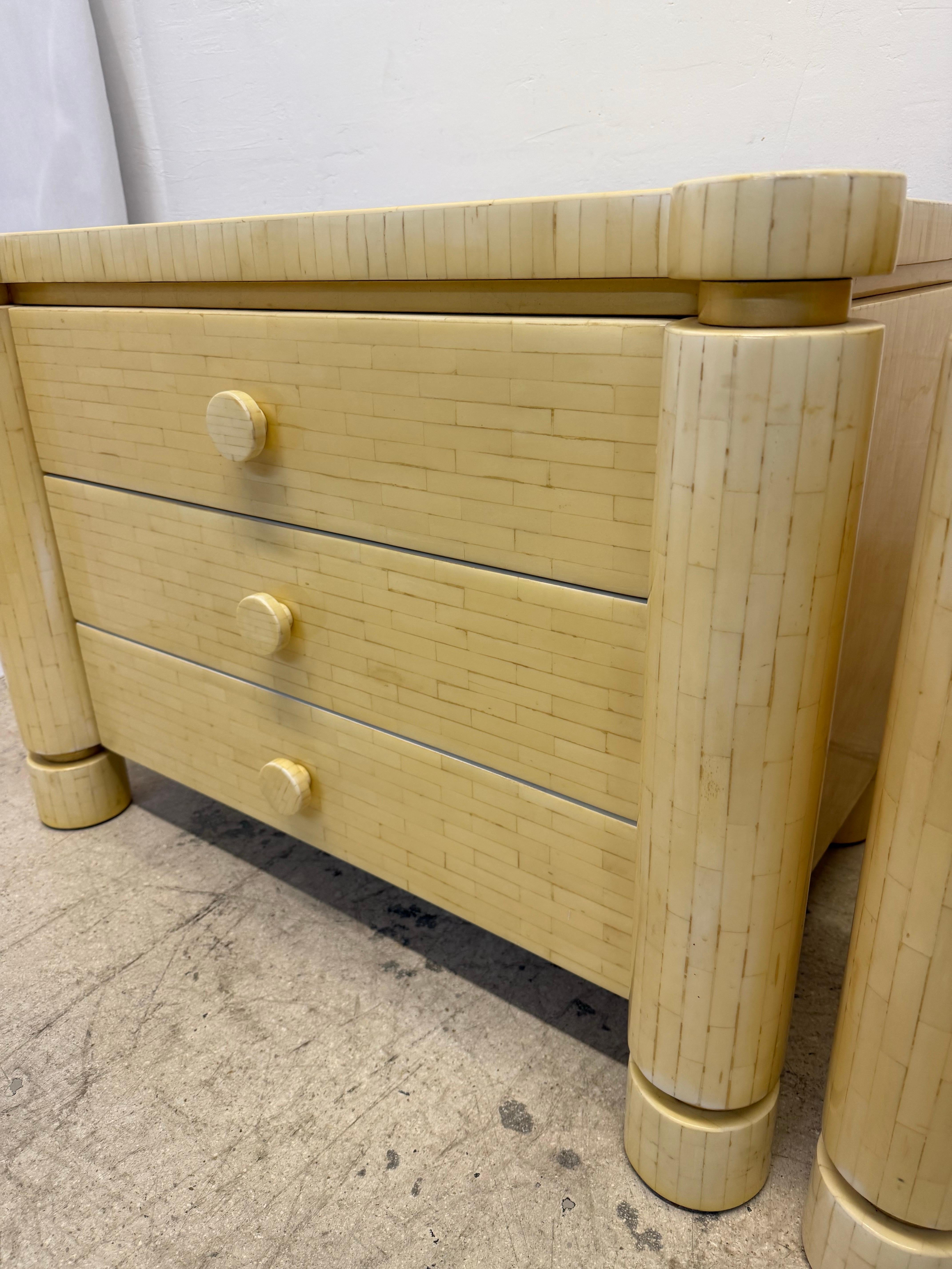 Enrique Garcel Tessellated Bone Nightstands for Jimeco - A Pair 6
