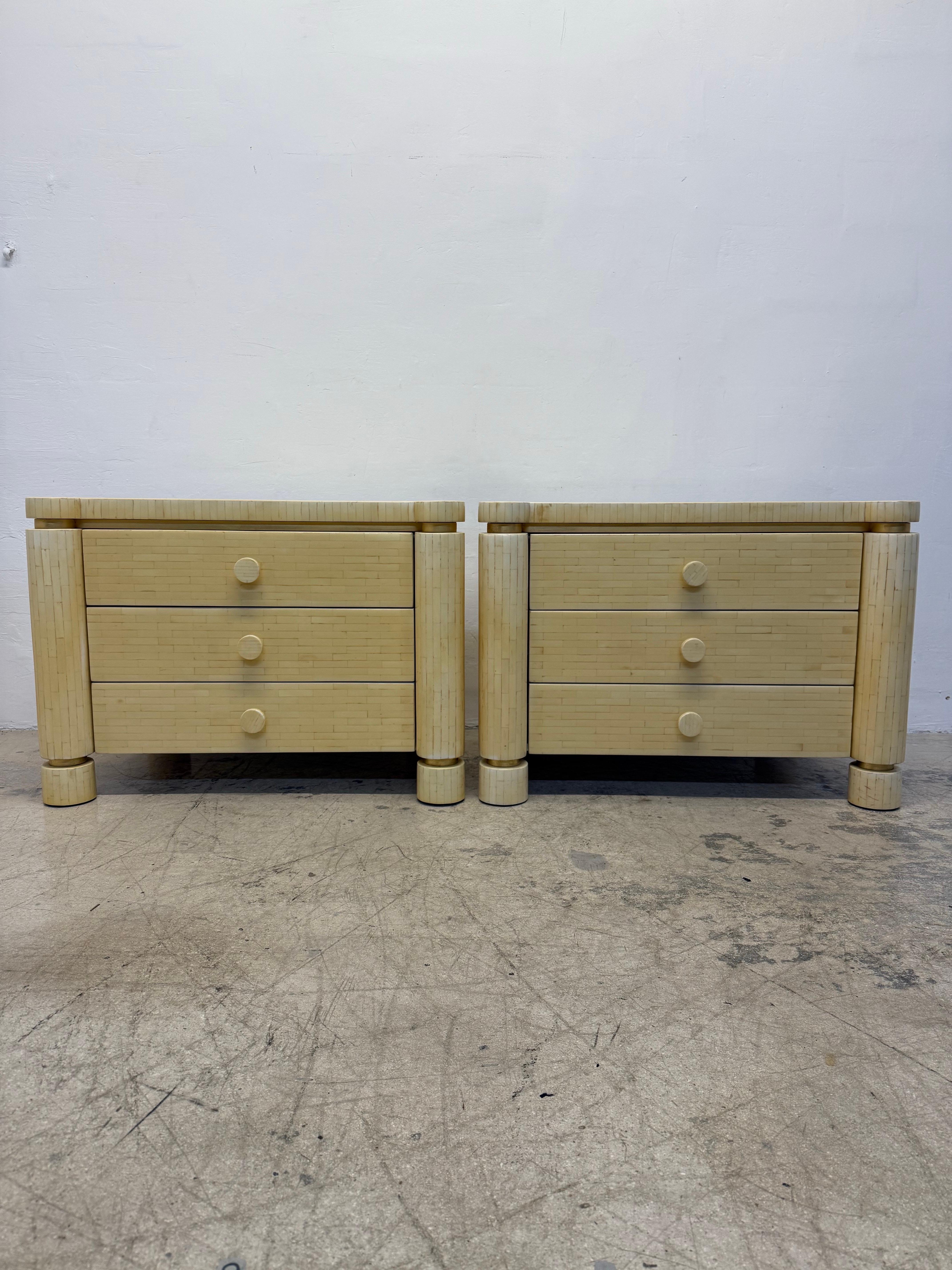 Enrique Garcel Tessellated Bone Nightstands for Jimeco - A Pair 8