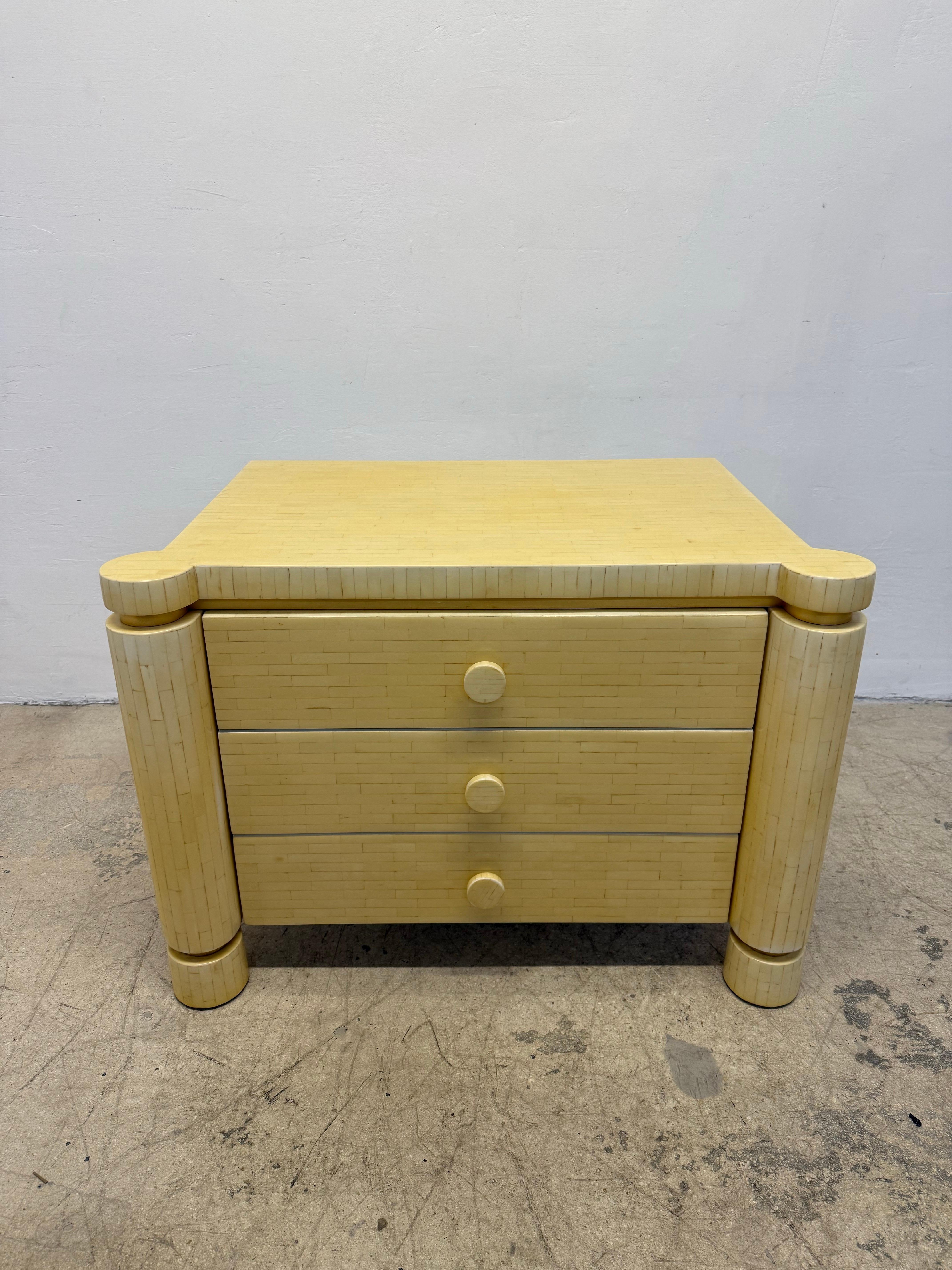 Colombian Enrique Garcel Tessellated Bone Nightstands for Jimeco - A Pair