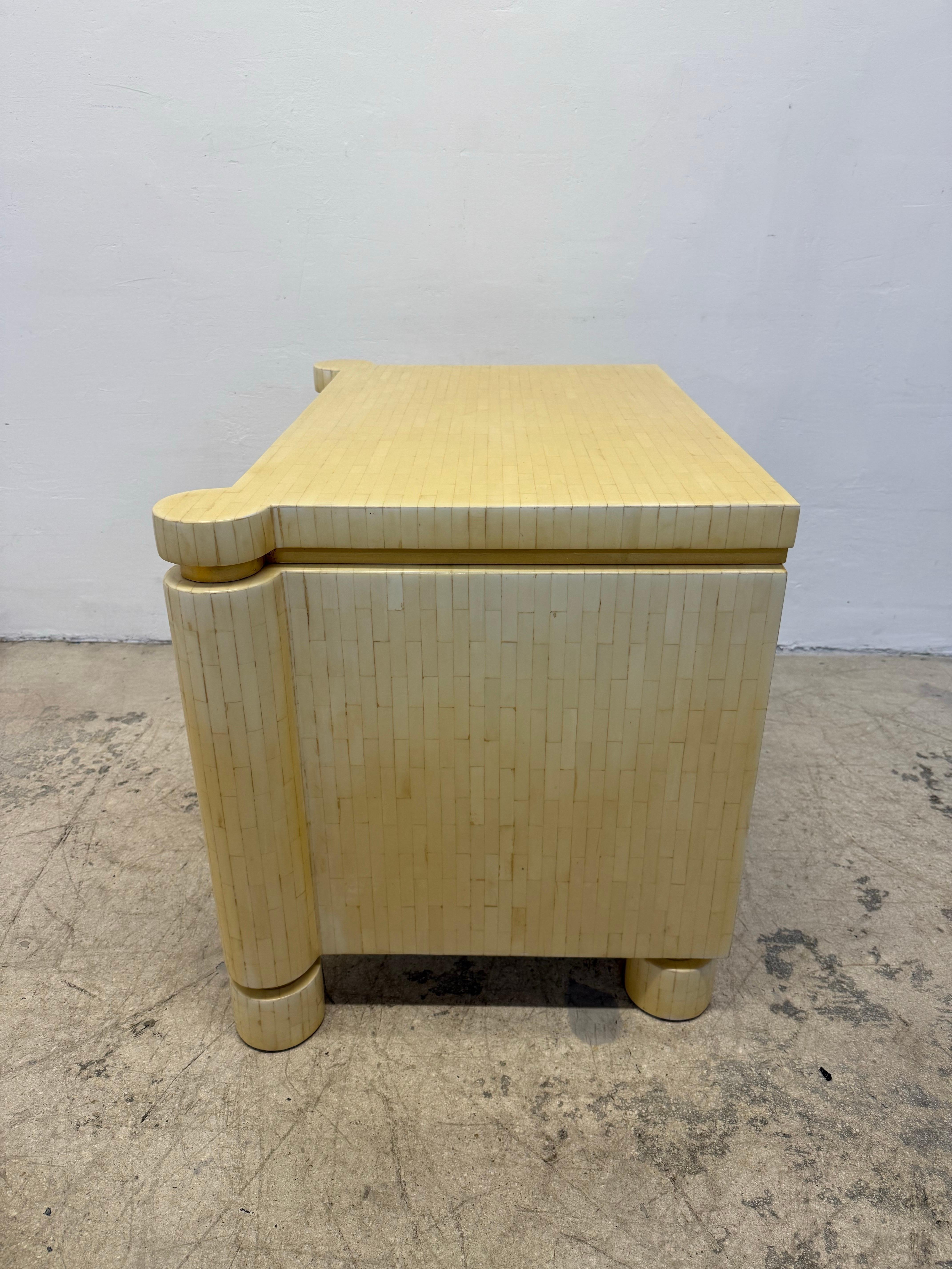 Enrique Garcel Tessellated Bone Nightstands for Jimeco - A Pair In Good Condition In Miami, FL