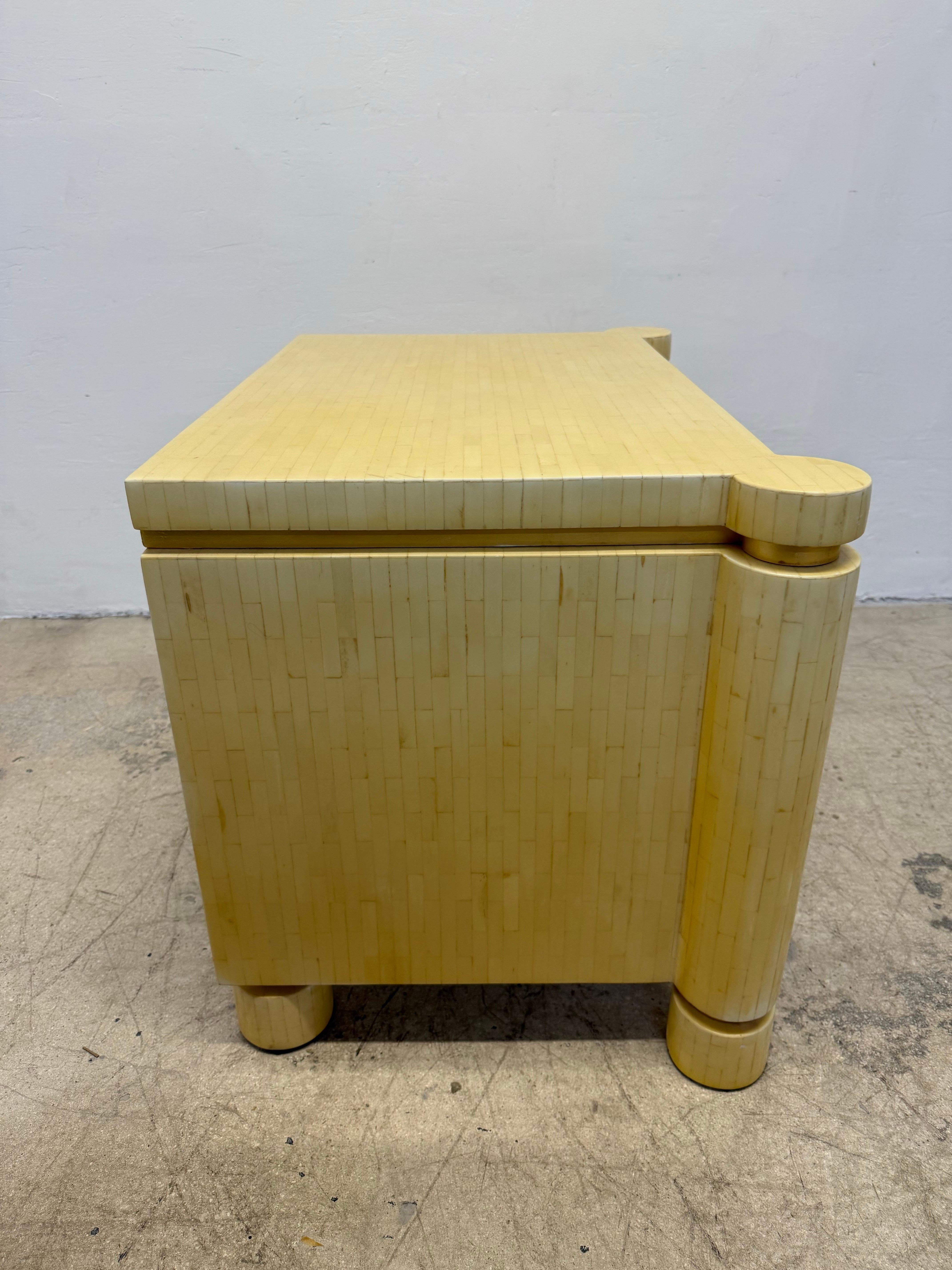 20th Century Enrique Garcel Tessellated Bone Nightstands for Jimeco - A Pair