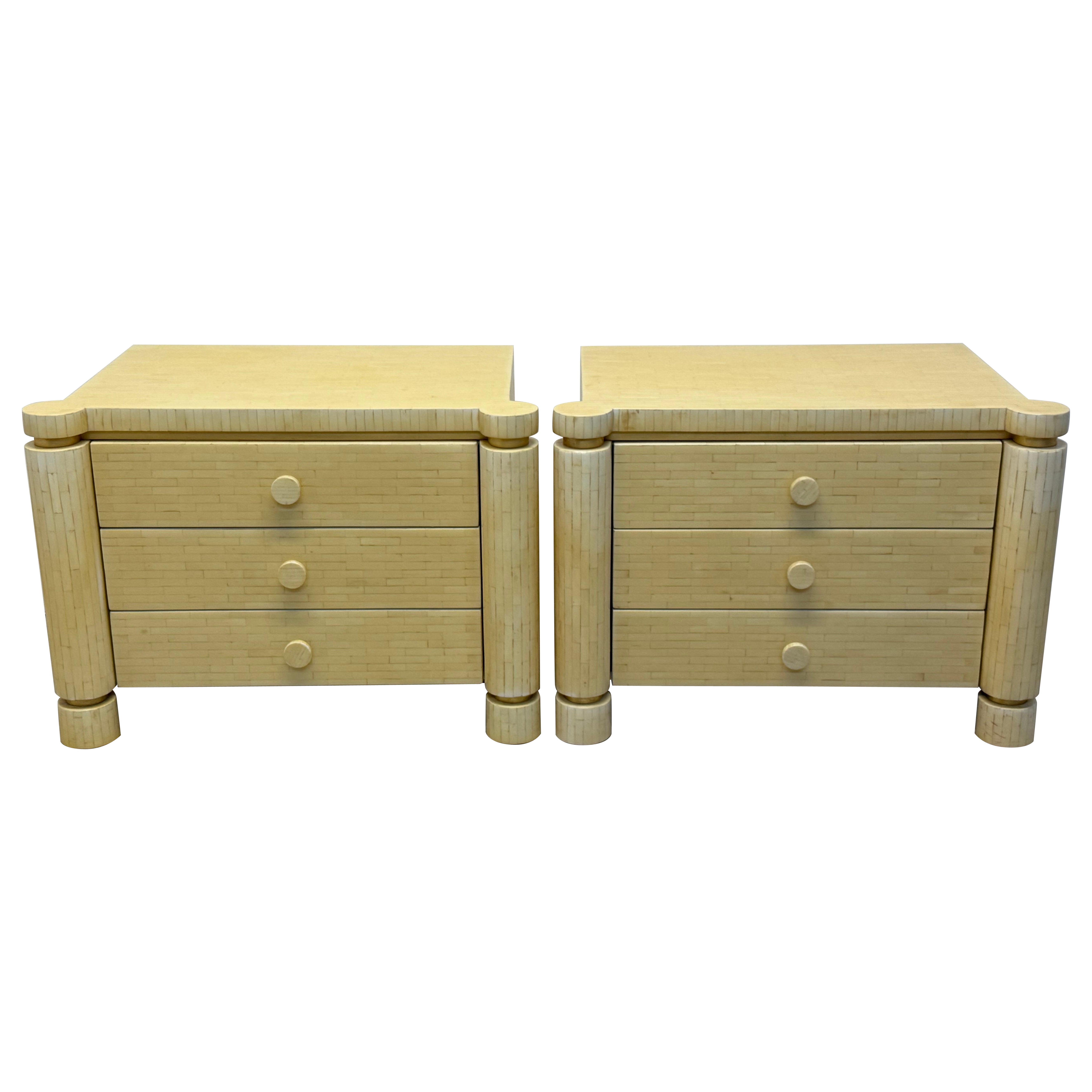Enrique Garcel Tessellated Bone Nightstands for Jimeco - A Pair