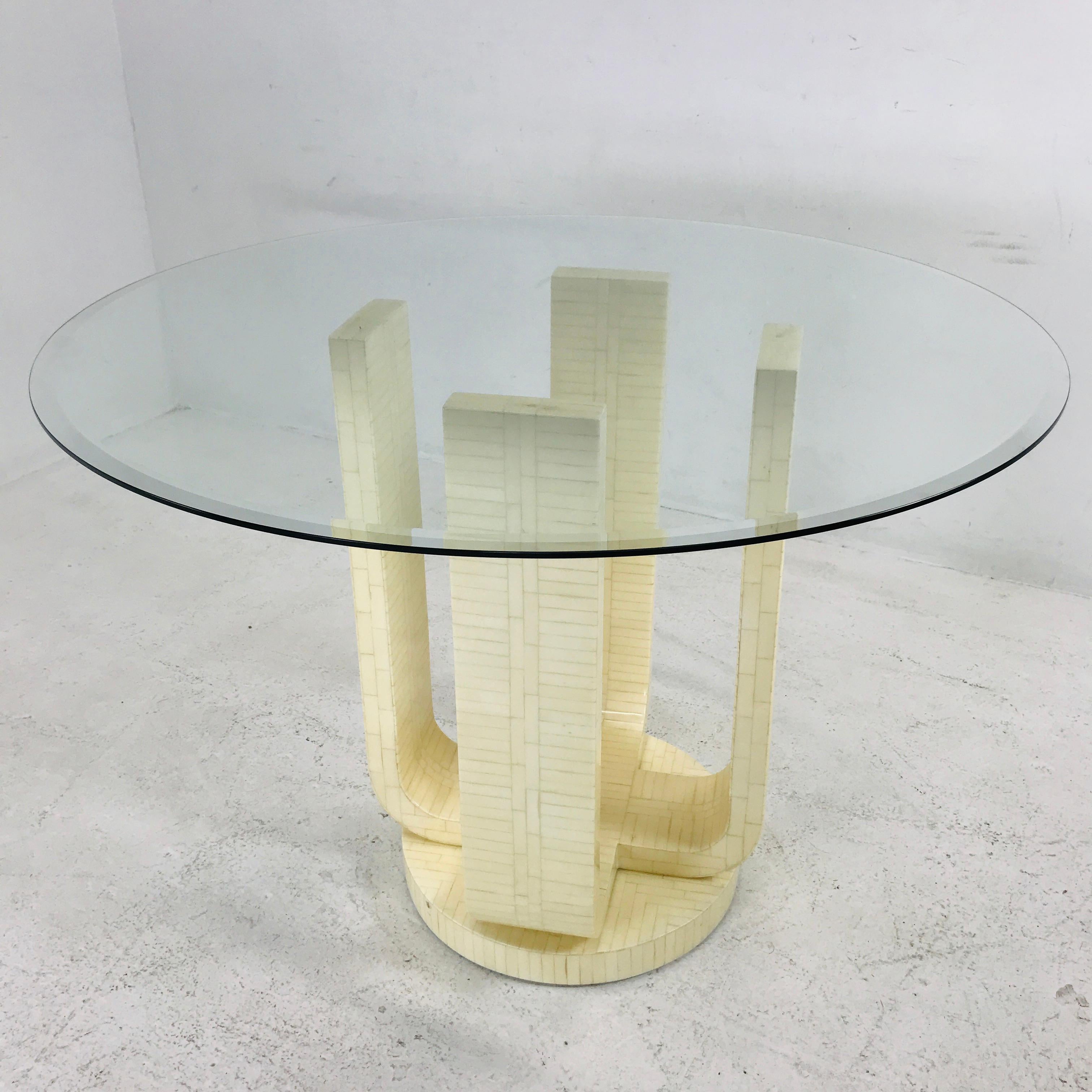 Enrique Garcel Tessellated Bone Pedestal Dining Table For Sale 4