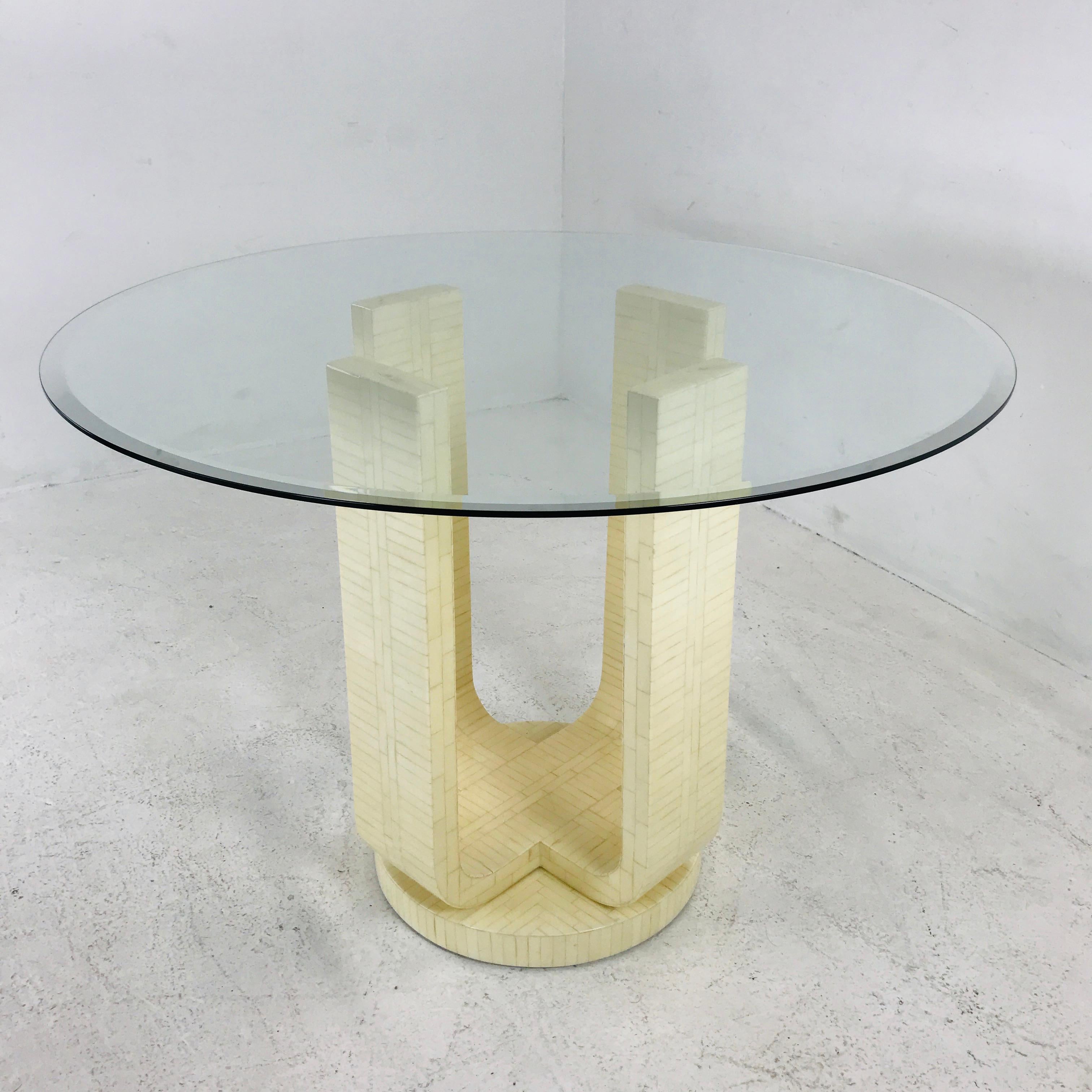 Enrique Garcel Tessellated Bone Pedestal Dining Table For Sale 5