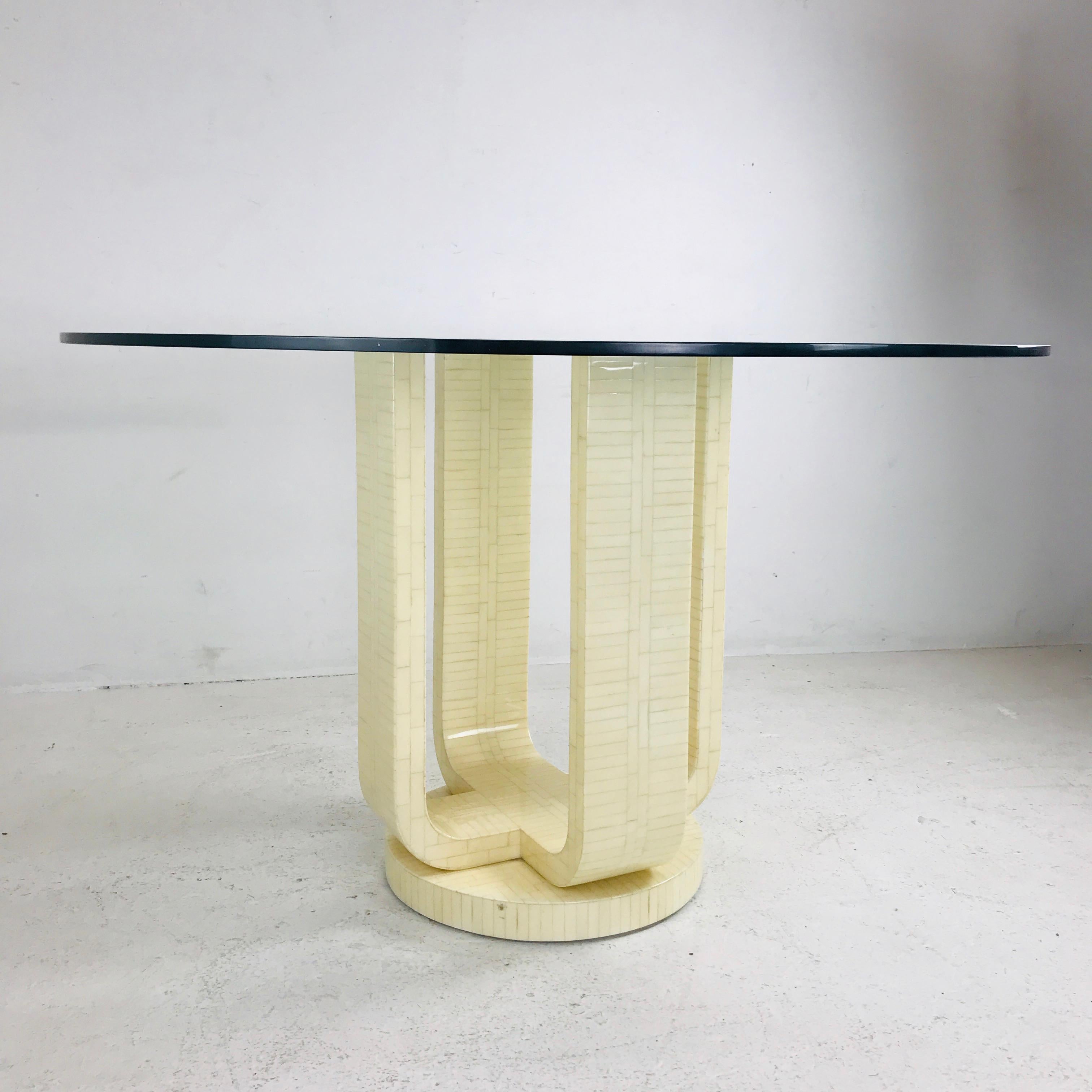 Late 20th Century Enrique Garcel Tessellated Bone Pedestal Dining Table For Sale