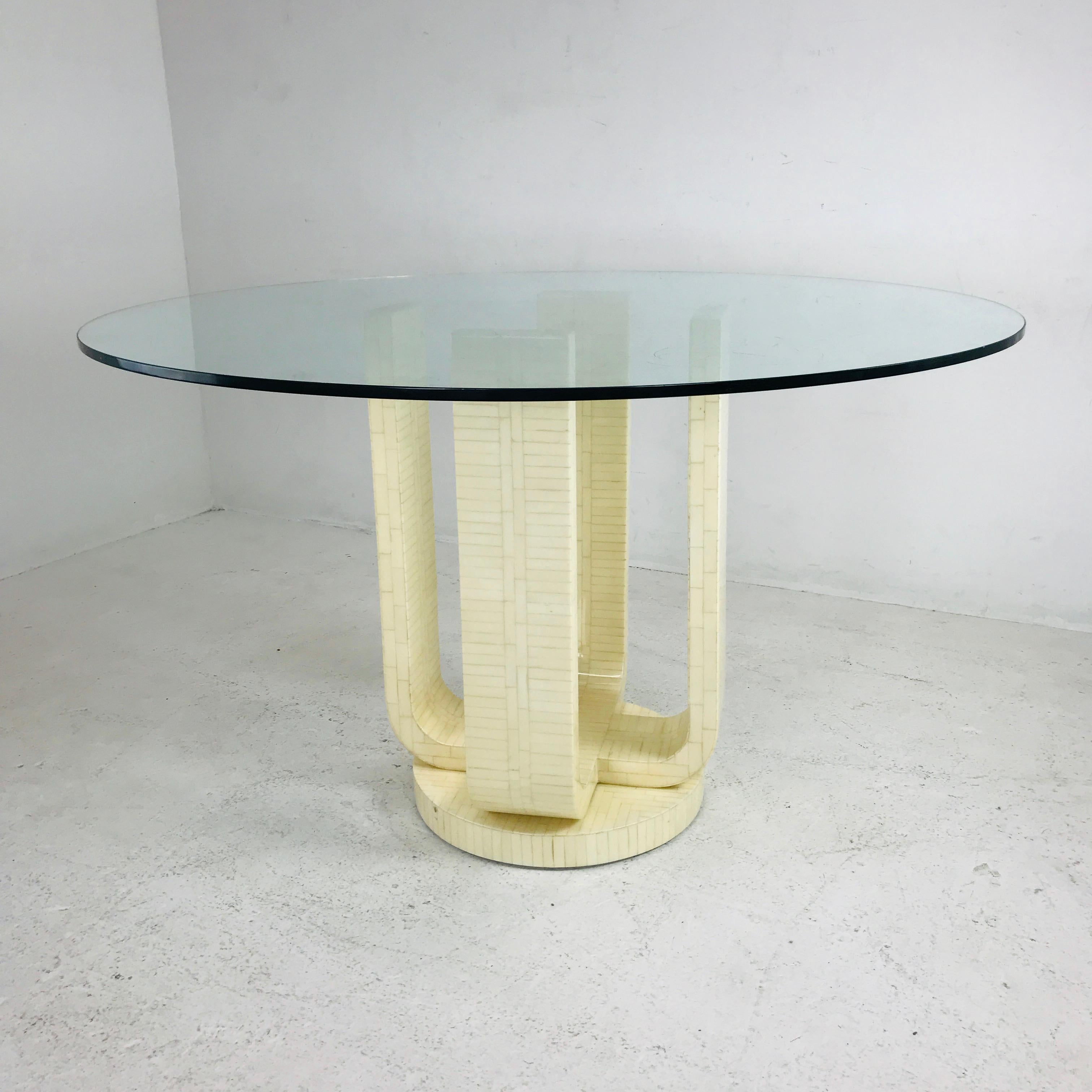 Enrique Garcel Tessellated Bone Pedestal Dining Table For Sale 1